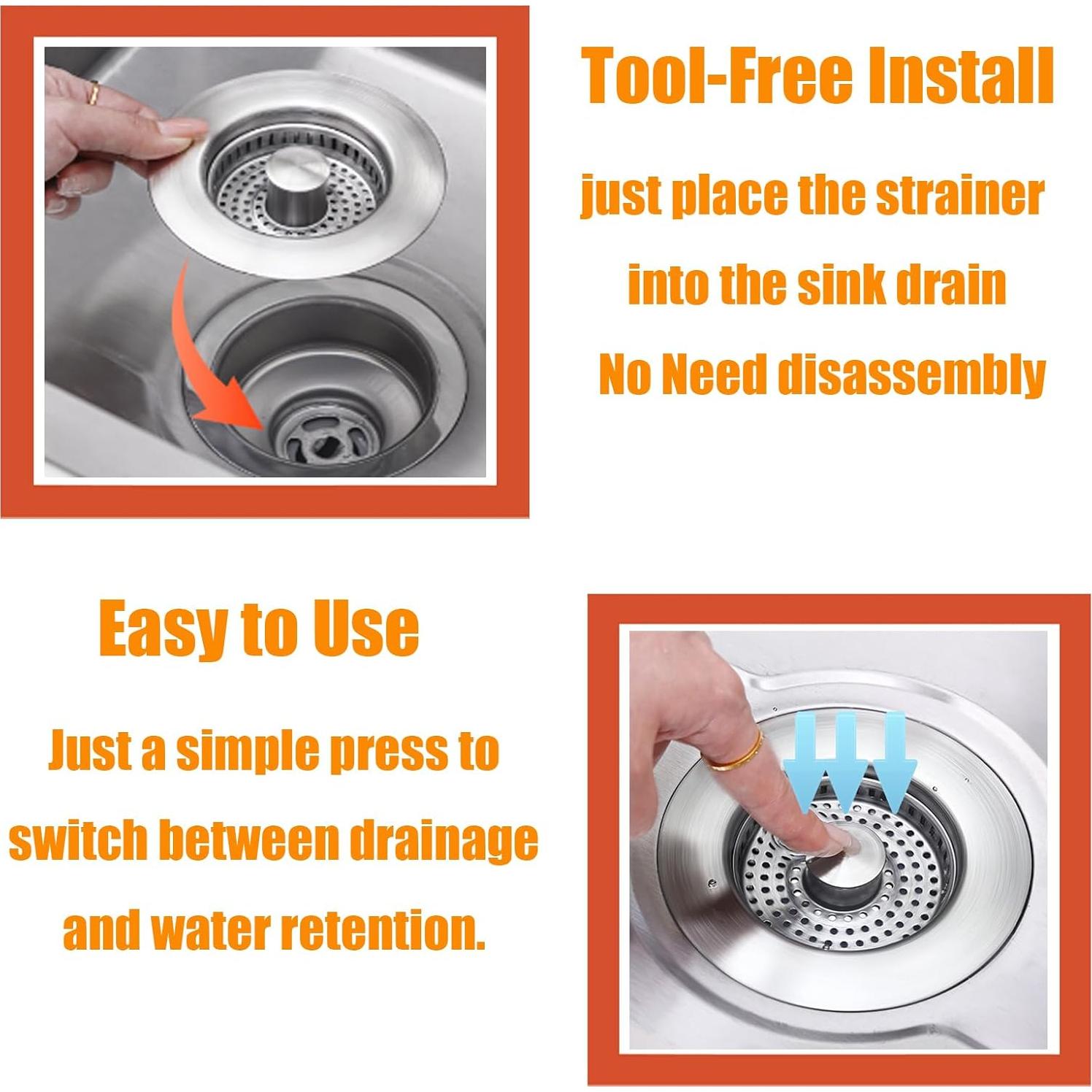 Colador de desagüe 3 en 1 URGINO acero inoxidable