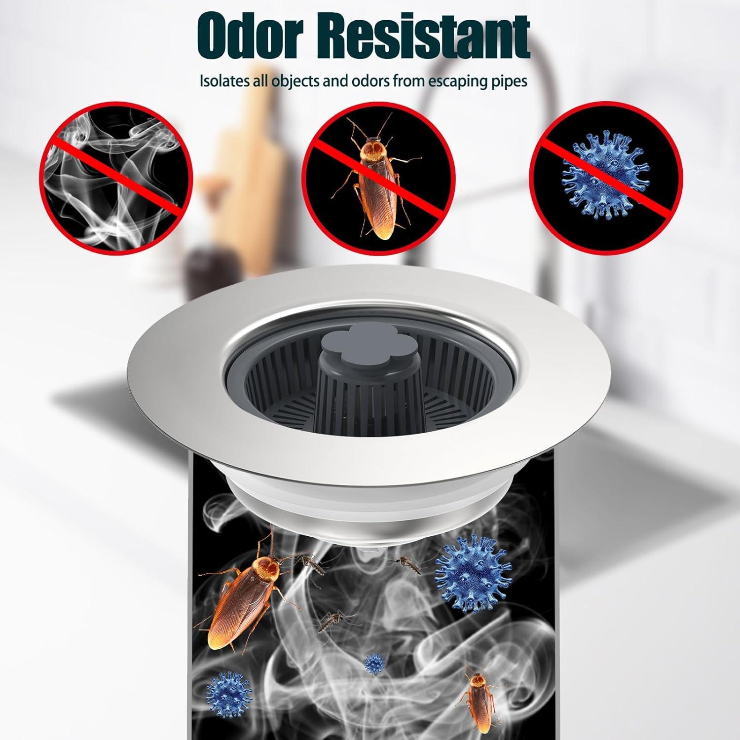 Colador de desagüe de fregadero MELAUDI 3 en 1 acero inoxidable