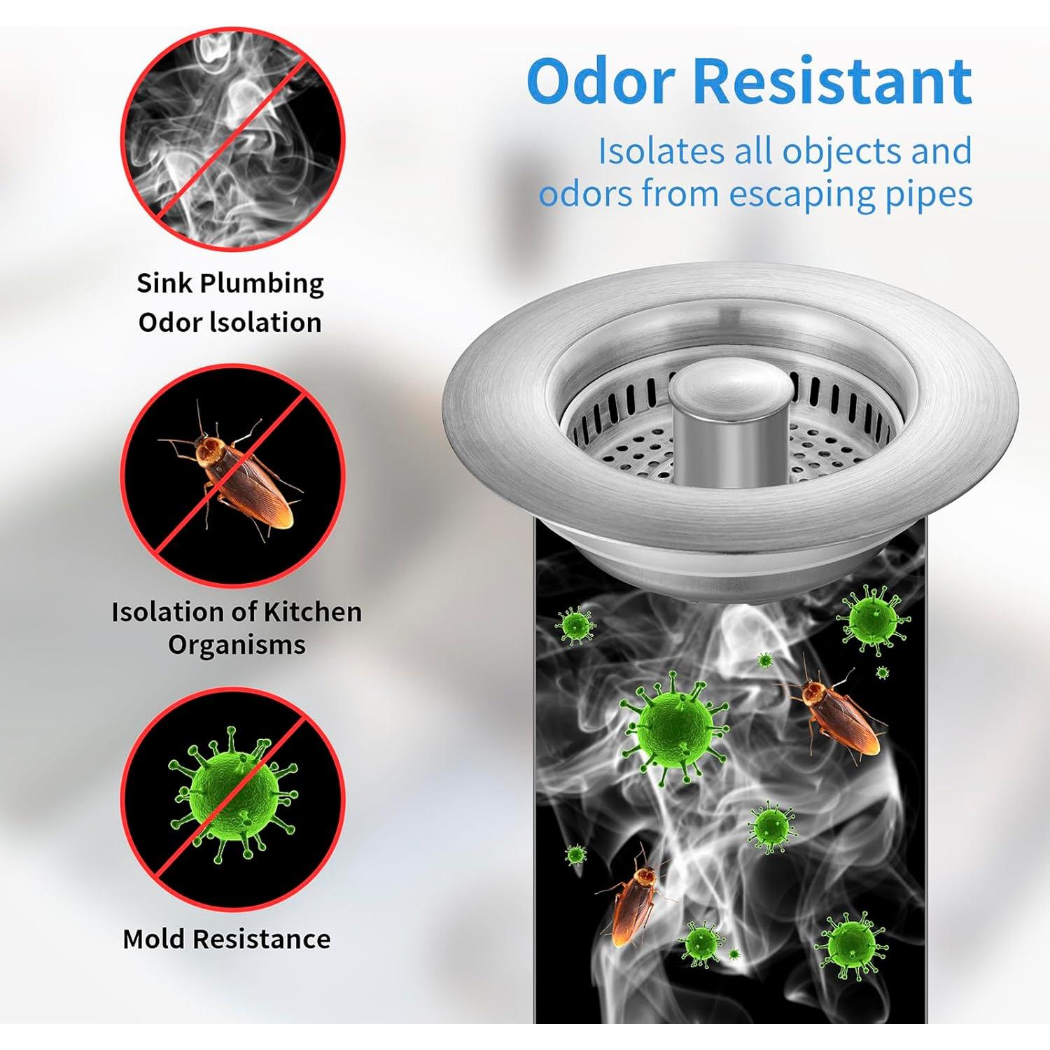 Colador de desagüe Inkhut 3 en 1 acero inoxidable 9 cm