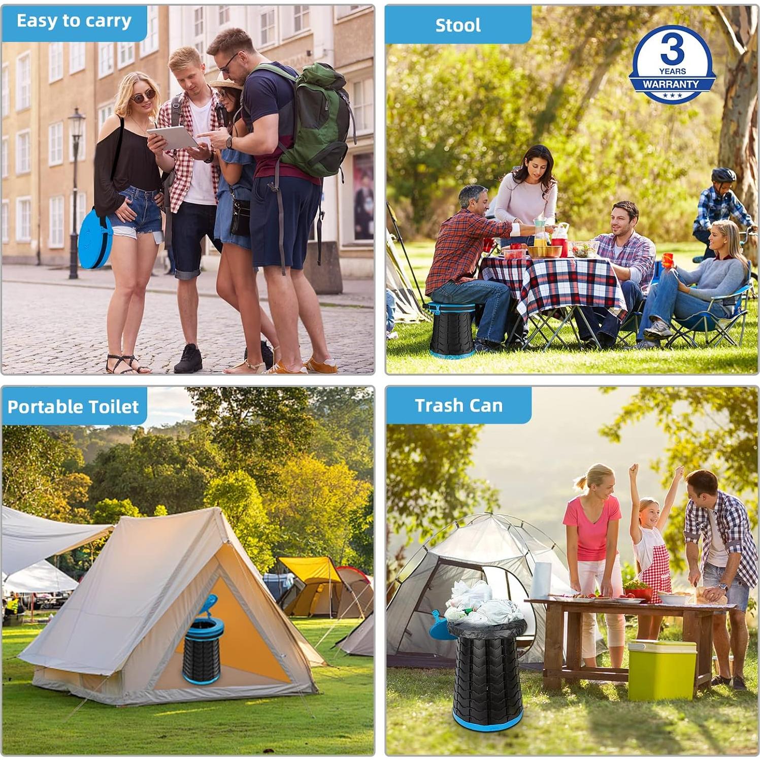 Inodoro Portátil Panmout XXL Ajustable 50 cm para Camping