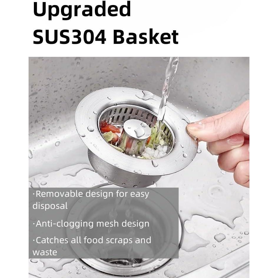 Combo Tapón y Colador Fregadero Makeforu Acero Inoxidable