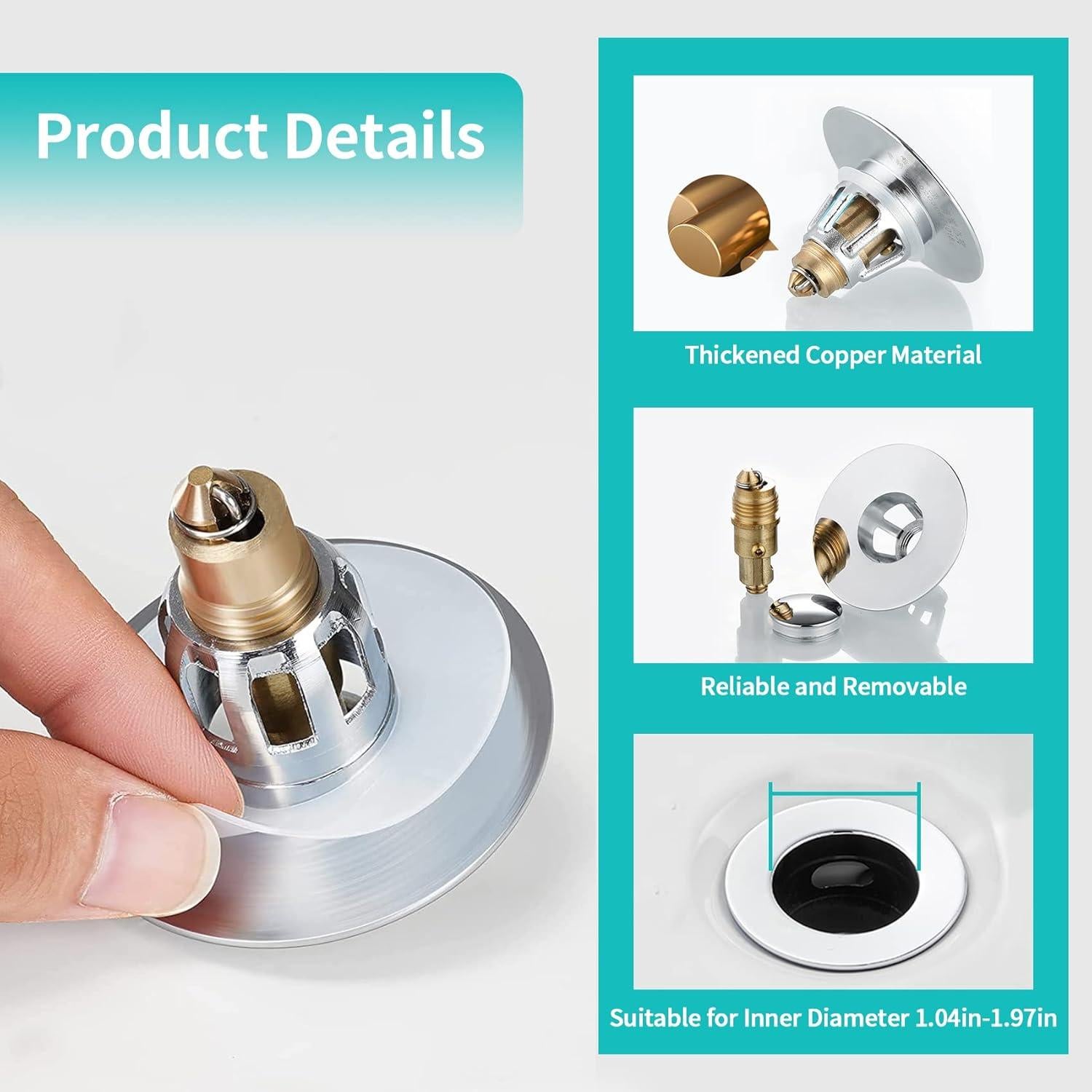 Tapón de Fregadero HAPPUP Universal Latón 2 en 1 5 cm