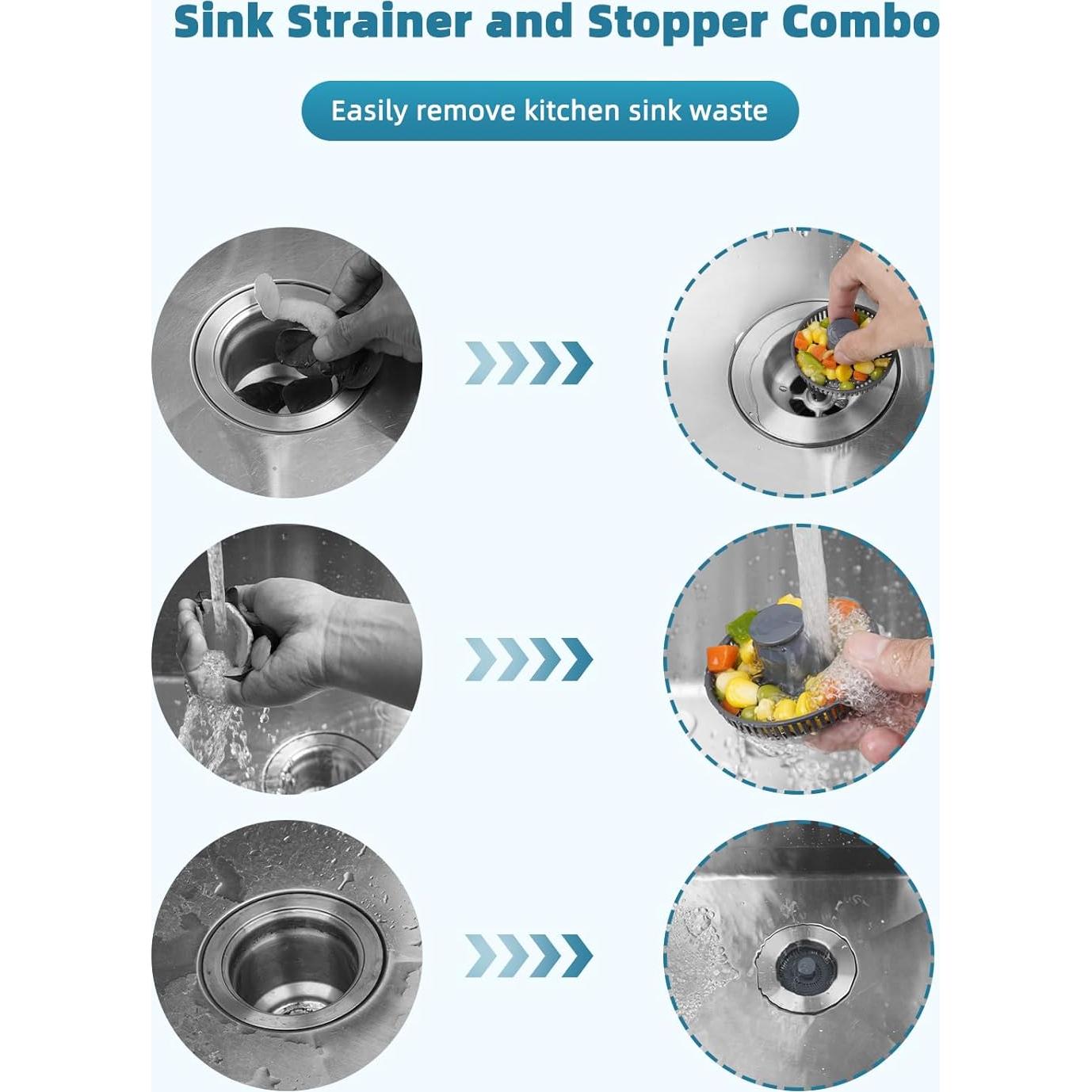 Colador de Fregadero 3 en 1 Hygie Rinse Acero Inoxidable 8.89 cm