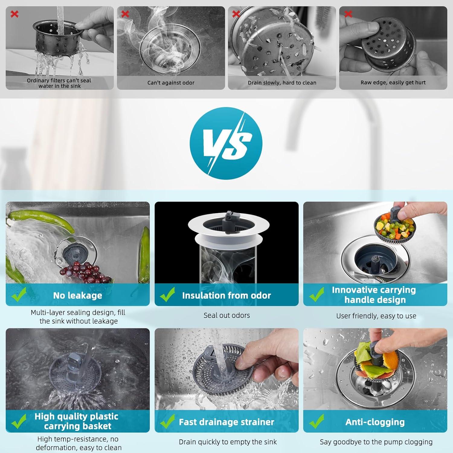 Filtro de Drenaje Hibbent 3 en 1 Acero Inoxidable 3.5"