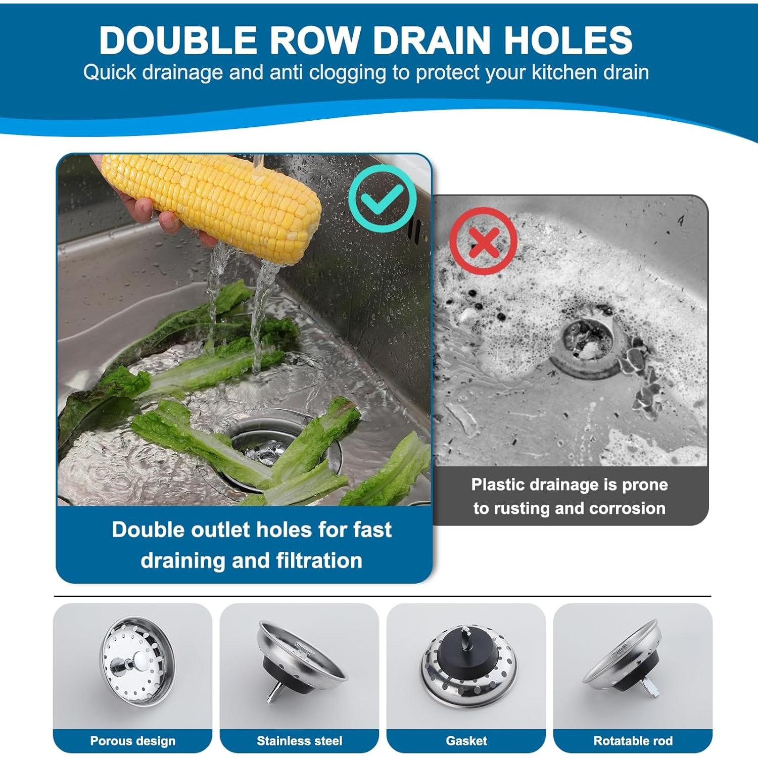 Colador de Drenaje Acero Inoxidable ZM 8,89 cm Antibloqueo