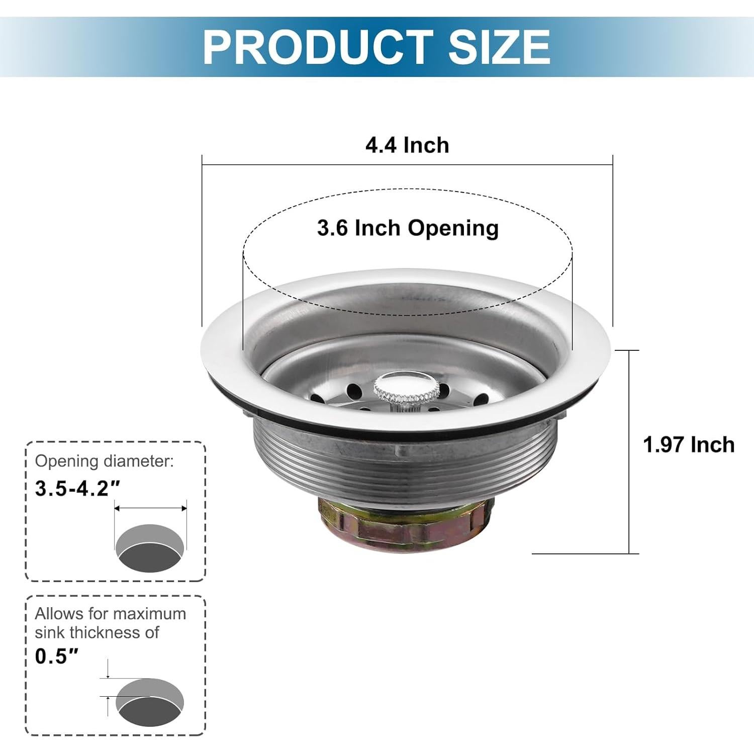 Colador de Drenaje Acero Inoxidable ZM 8,89 cm Antibloqueo