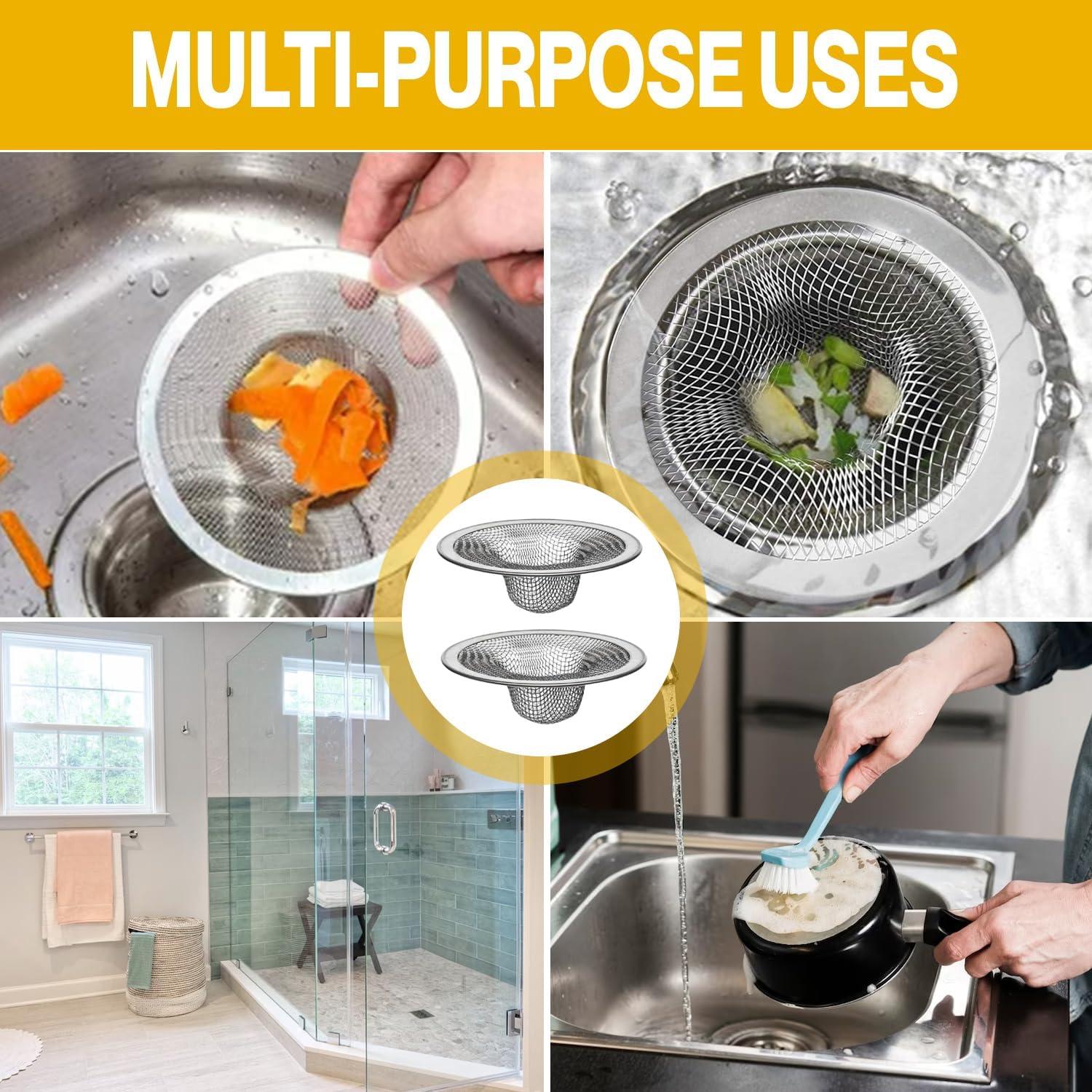 Paquete de 2 coladores de desagüe acero inoxidable 2.75" y 2"