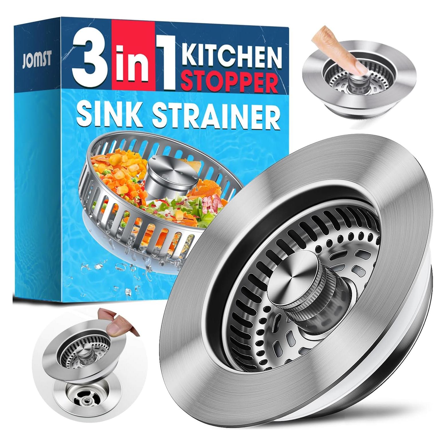 Colador de desagüe de fregadero JOMST 3 en 1 acero inoxidable