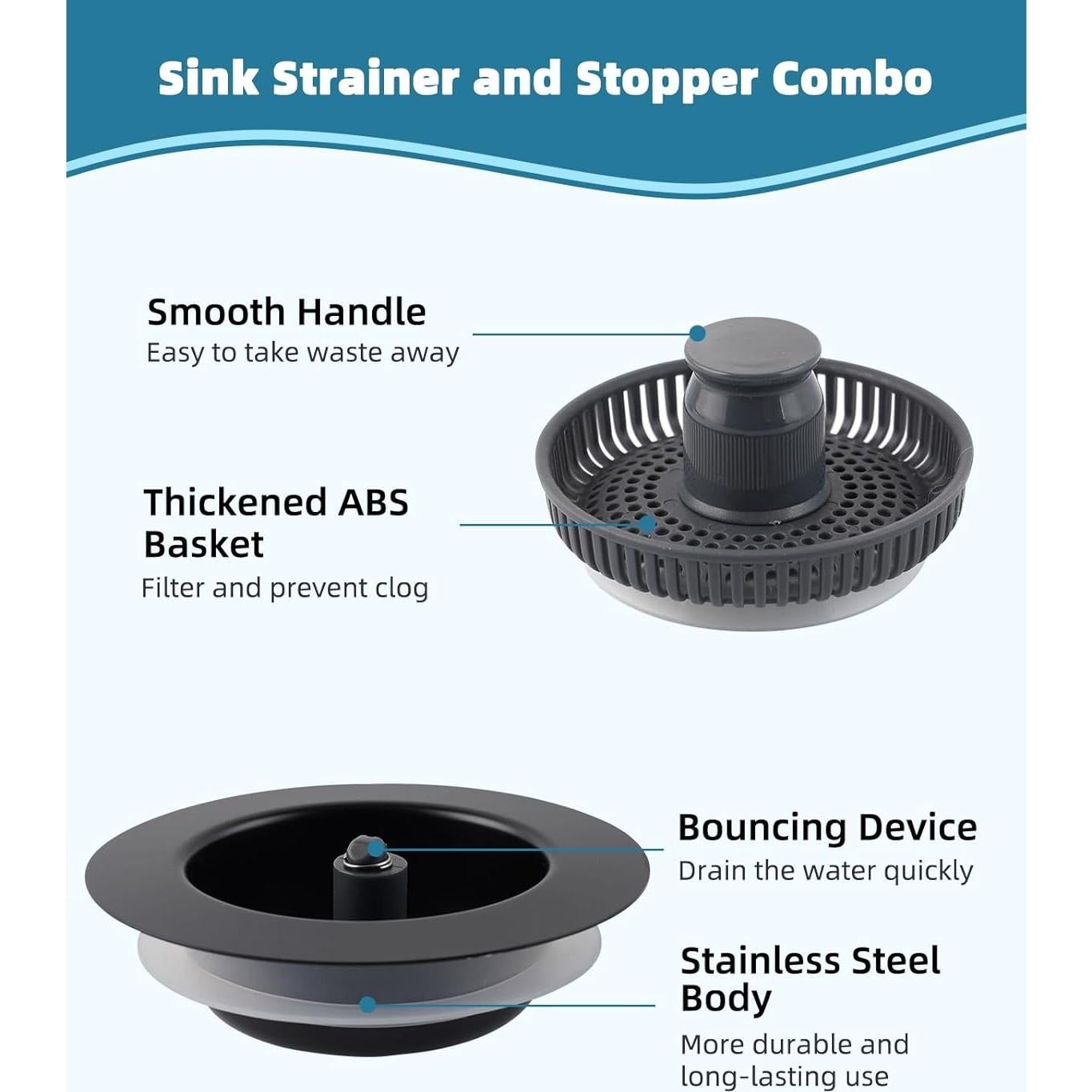 Filtro de Drenaje Hygie Rinse 3 en 1 Acero Inoxidable 8,89 cm