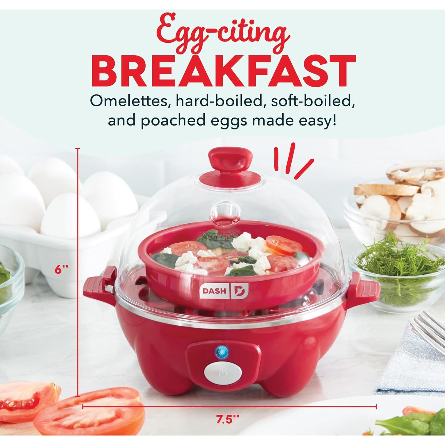 Cocedor de Huevos DASH Rapid 7 Huevos Eléctrico Rojo