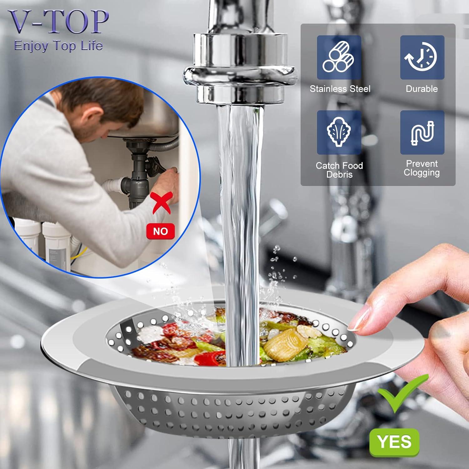 Colador de desagüe V-TOP acero inoxidable 4 piezas 11.43 cm