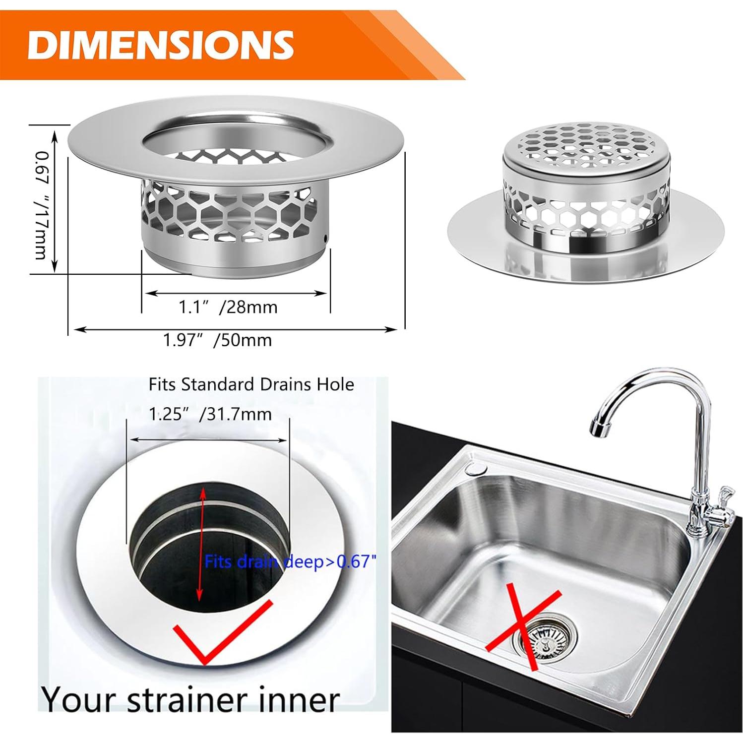 Colador de desagüe de acero inoxidable NADTLSS - 3 unidades