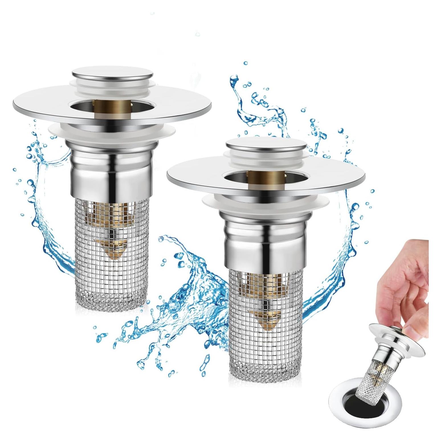 Juego de 2 tapones de lavabo Nevellir 2.69-3.81 cm acero