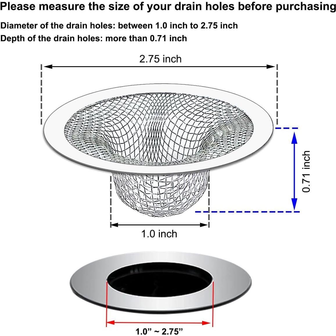 2 Filtros de Drenaje de Acero Inoxidable Seatery 6.99 cm