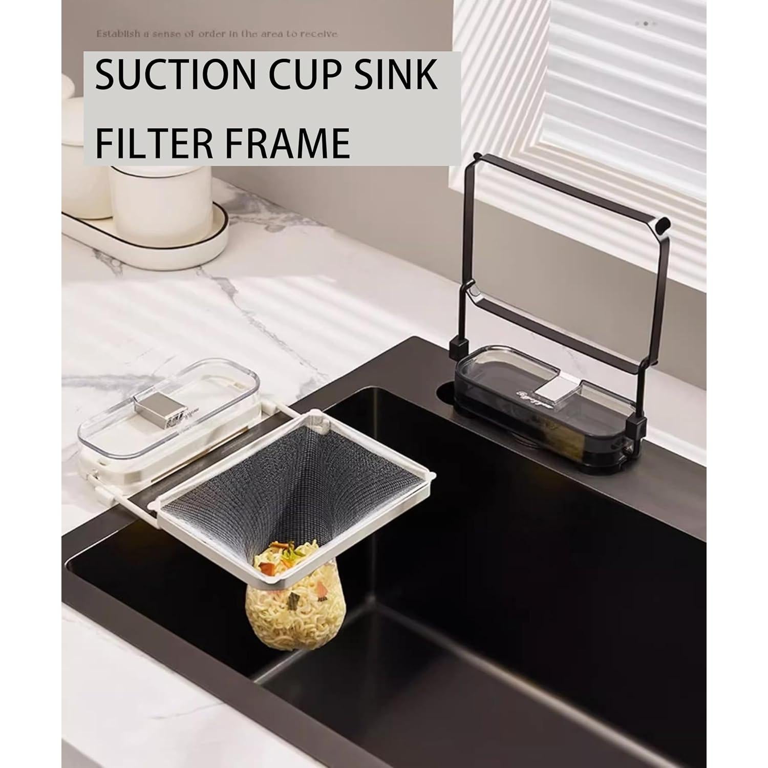 Colador de Fregadero Plegable OEYEWOW Negro con Ventosa