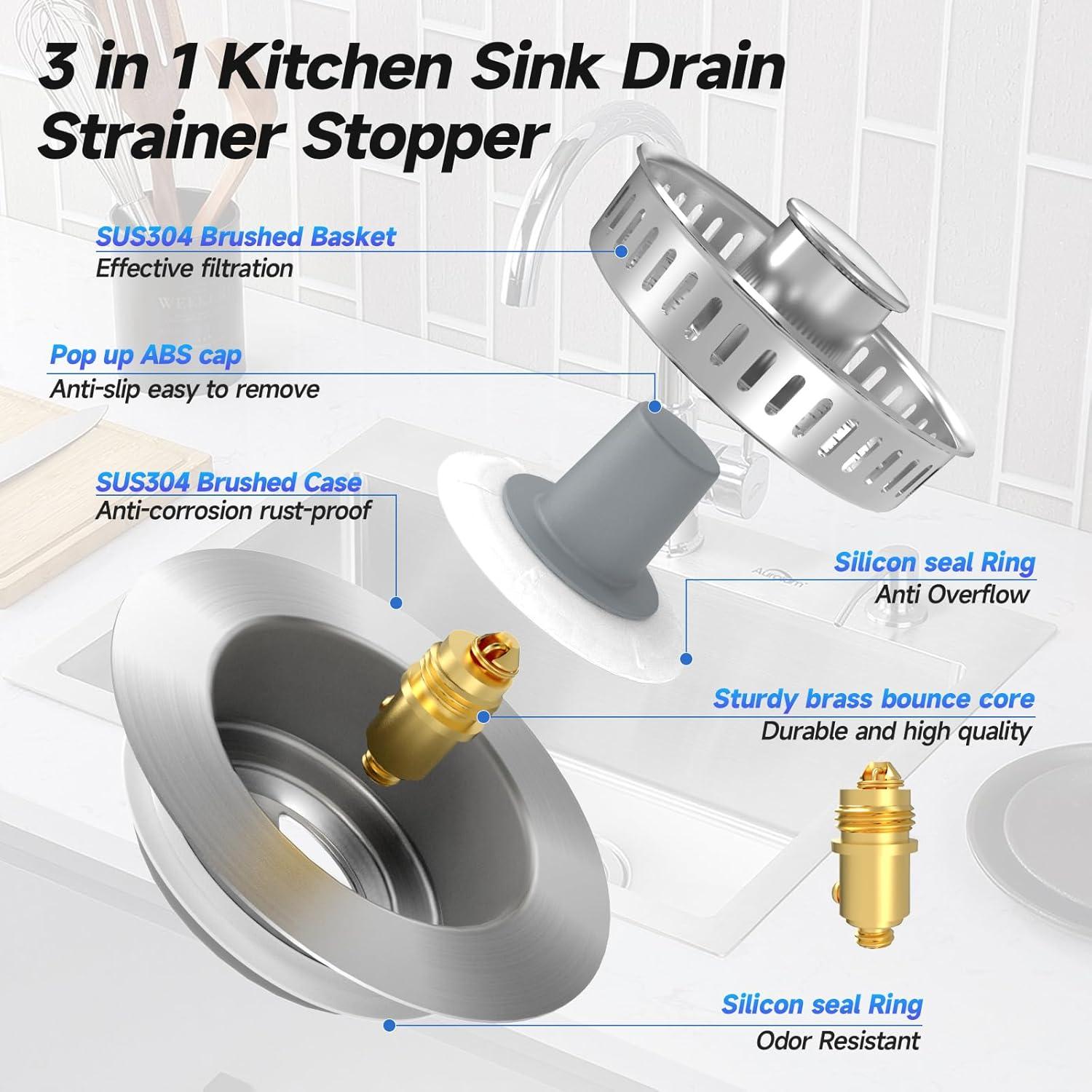 Colador de desagüe ULIOLI 3 en 1 acero inoxidable 181g