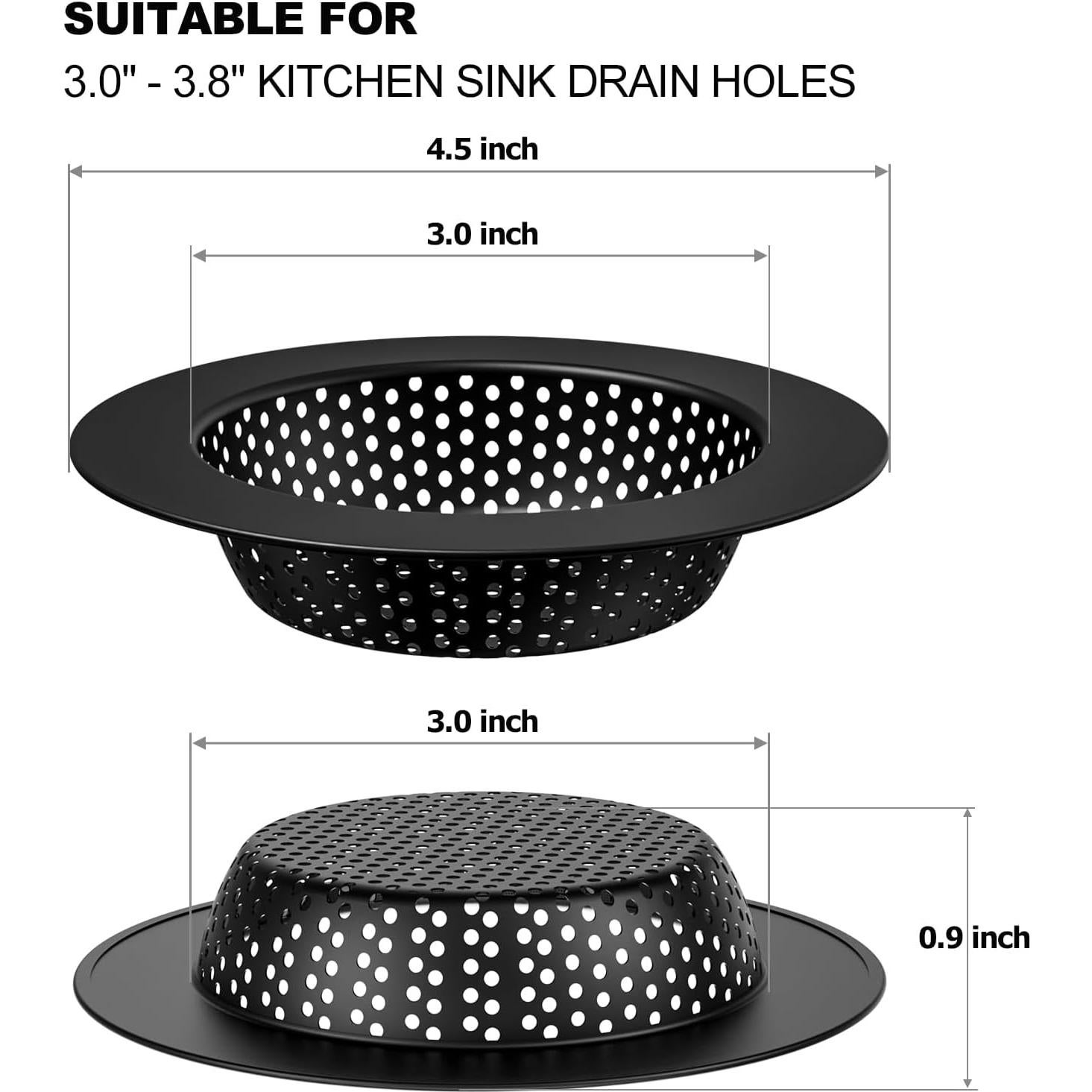 Colador de desagüe Hontunry 11,43 cm acero inoxidable 2 unidades