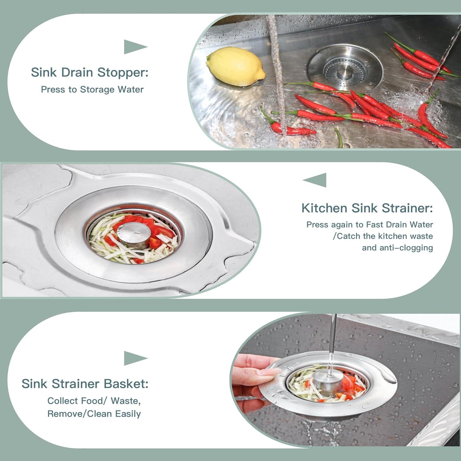 Colador de desagüe 3 en 1 YKWL de acero inoxidable 304