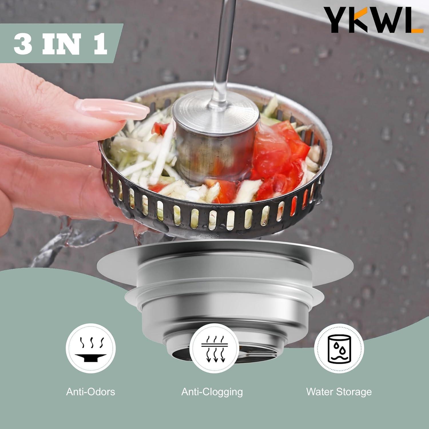 Colador de desagüe 3 en 1 YKWL de acero inoxidable 304