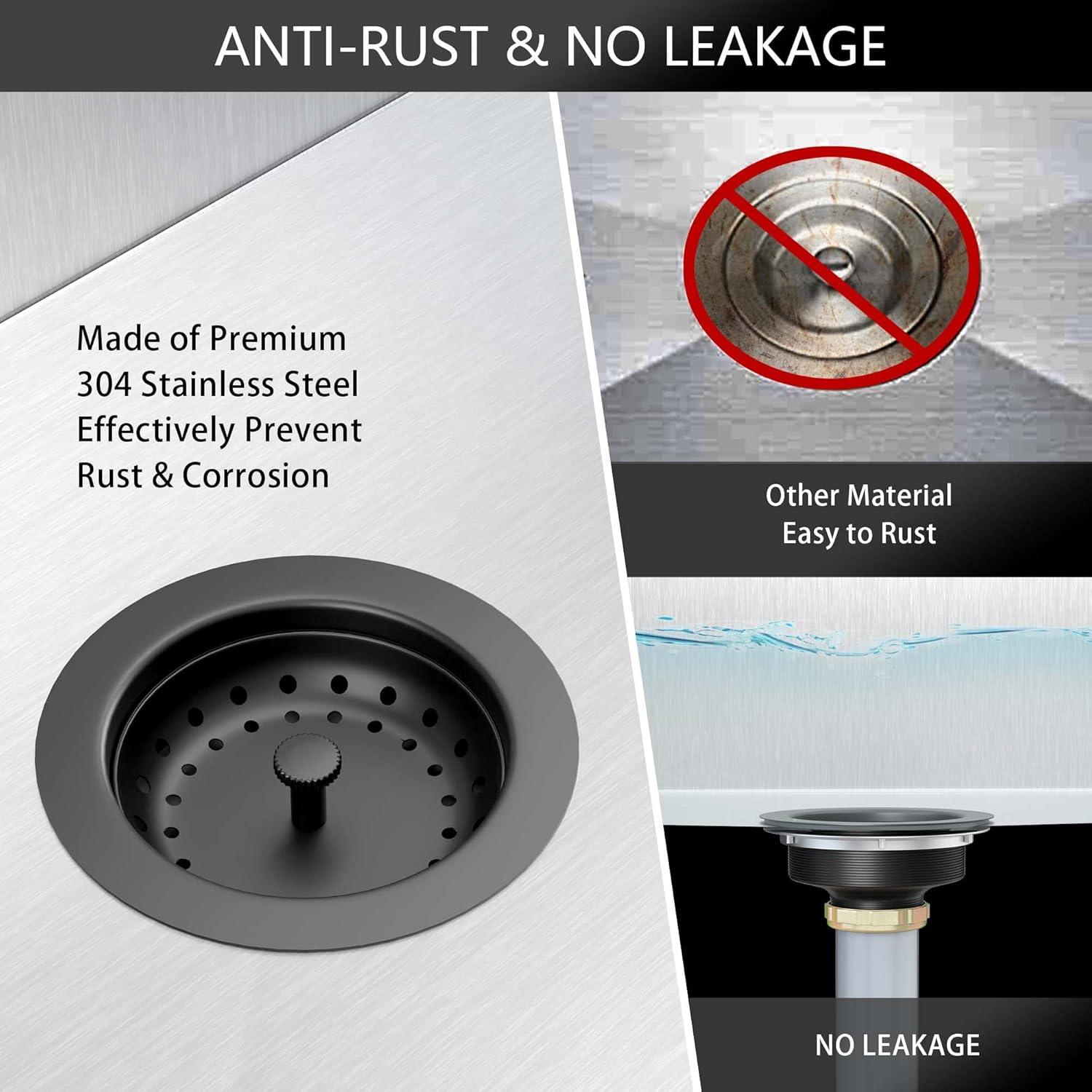 Desagüe de Fregadero Negro Mate Exakey 3.5" Acero Inoxidable