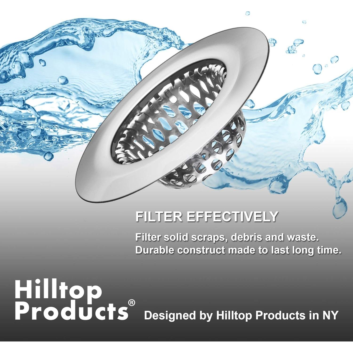 4 Filtros y Tapones de Lavabo Hilltop Acero Inoxidable