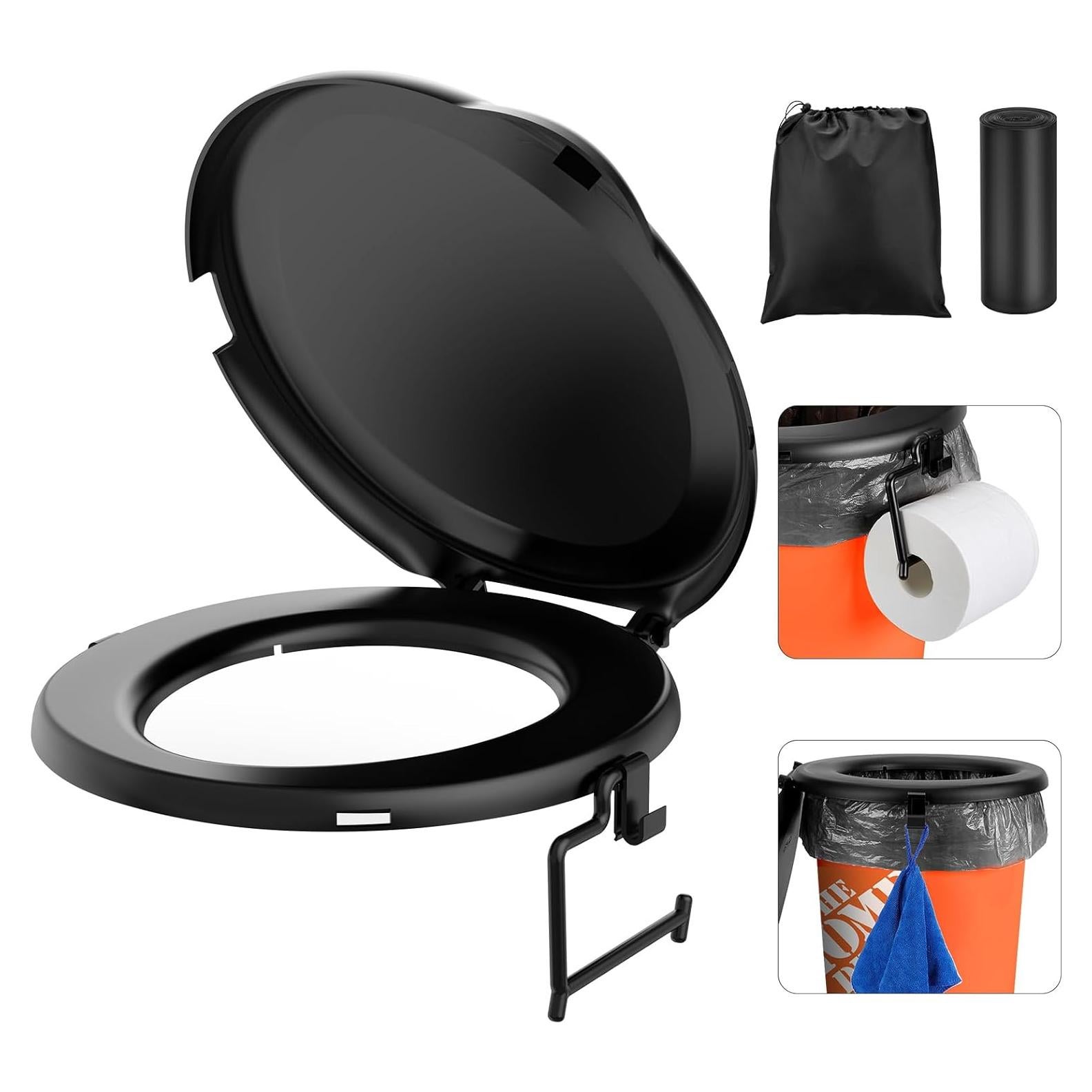 Asiento de Inodoro Portátil PAHTTO para Cubo 19L con Tapa