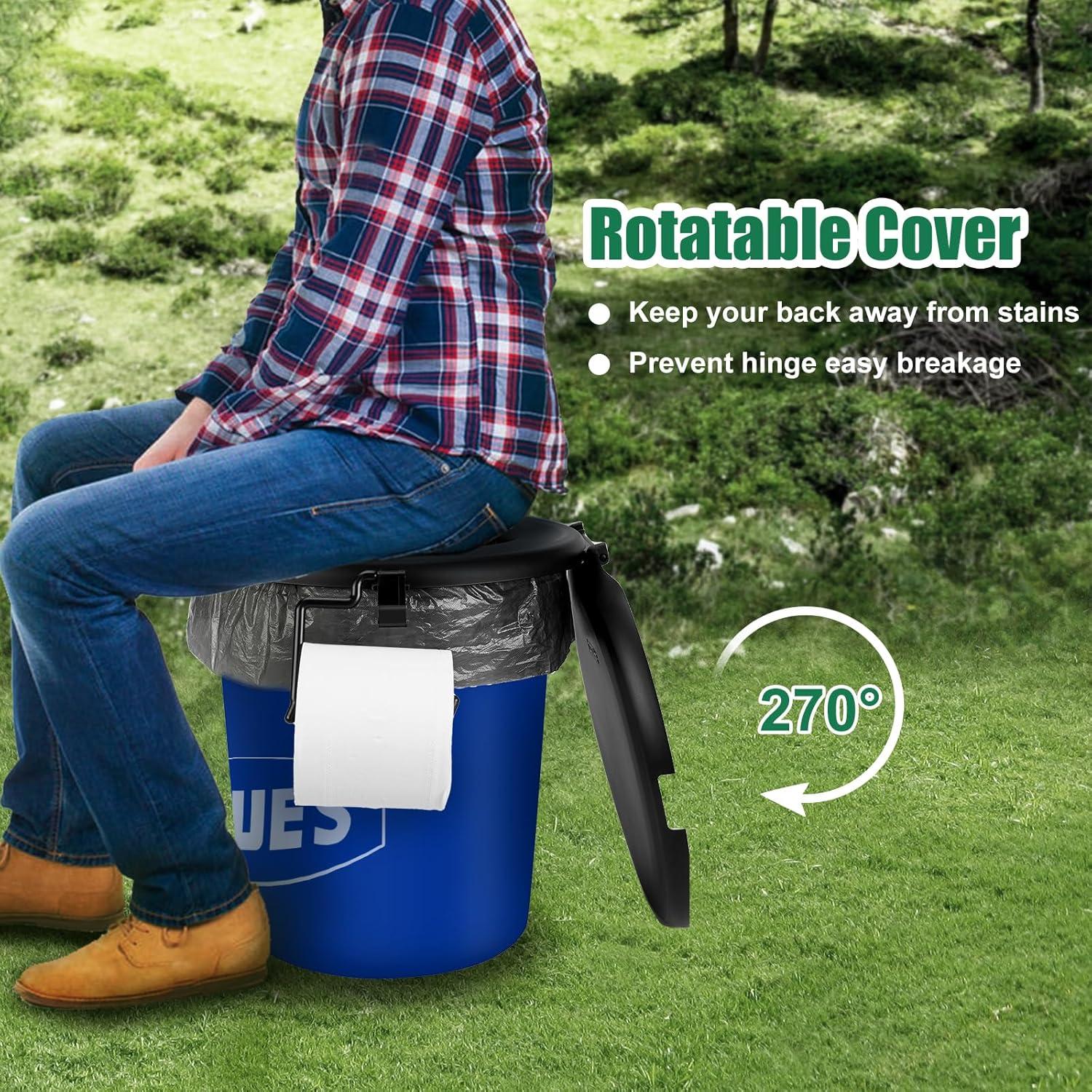 Asiento de Inodoro Portátil PAHTTO para Cubo 19L con Tapa