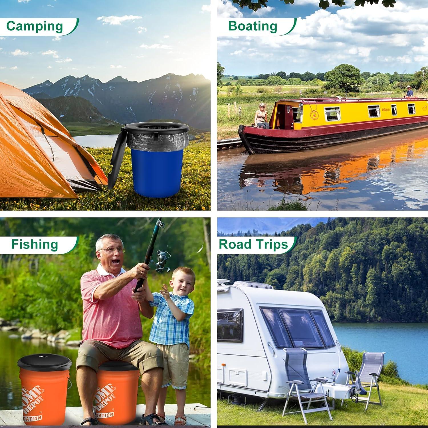 Asiento de Inodoro Portátil PAHTTO para Cubo 19L con Tapa