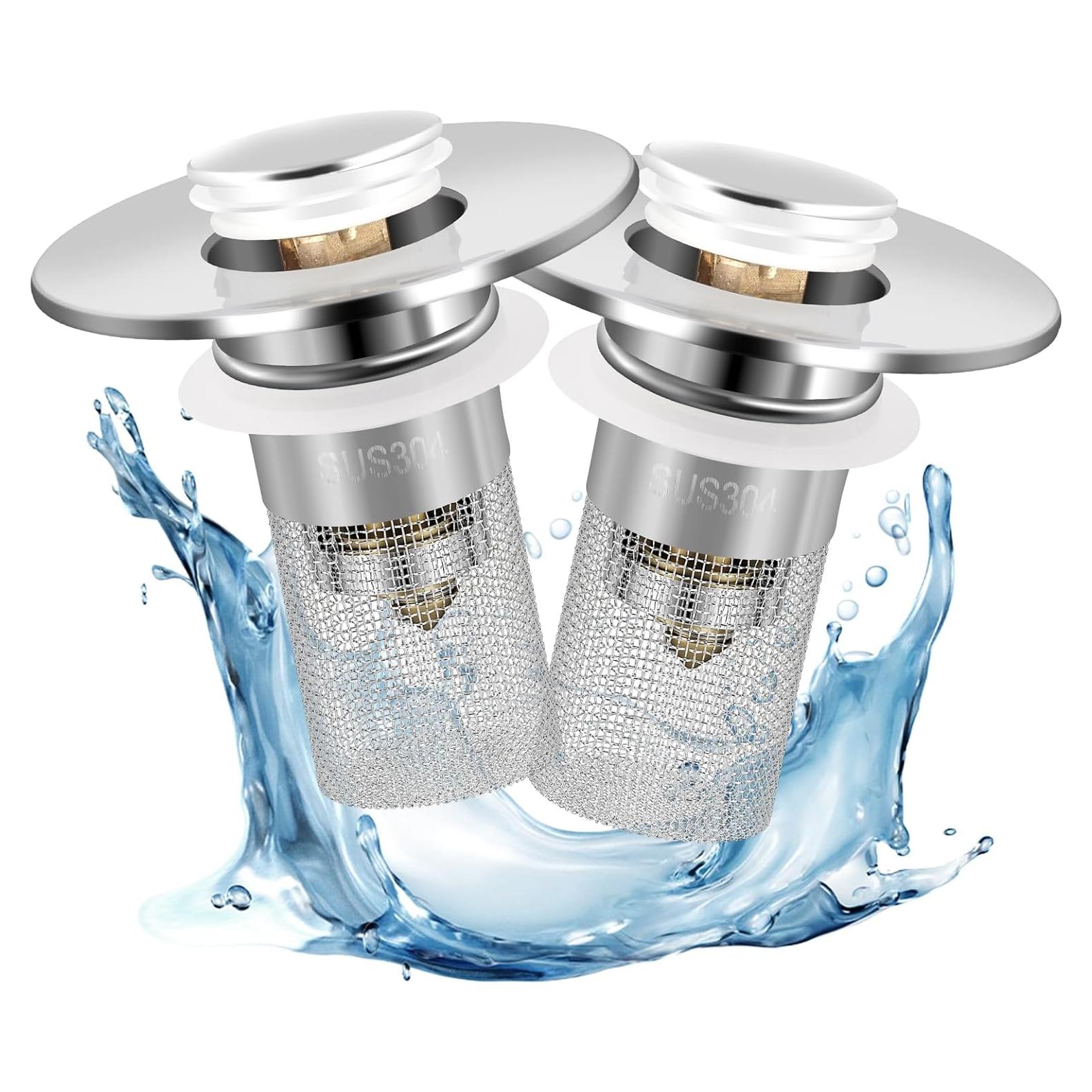 Juego de 2 coladores de desagüe GNIYUIX 2 en 1 acero