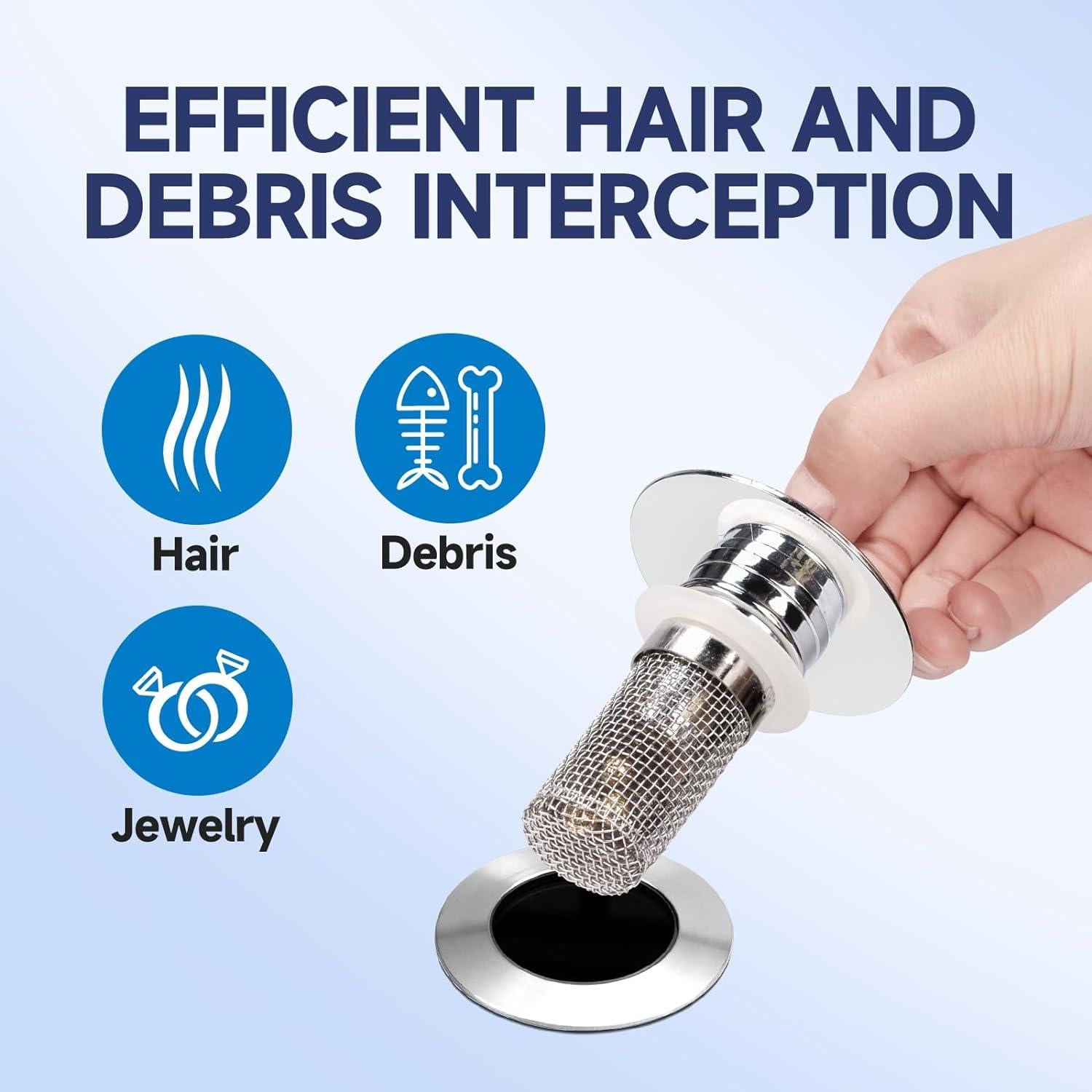 Juego de 2 coladores de desagüe GNIYUIX 2 en 1 acero