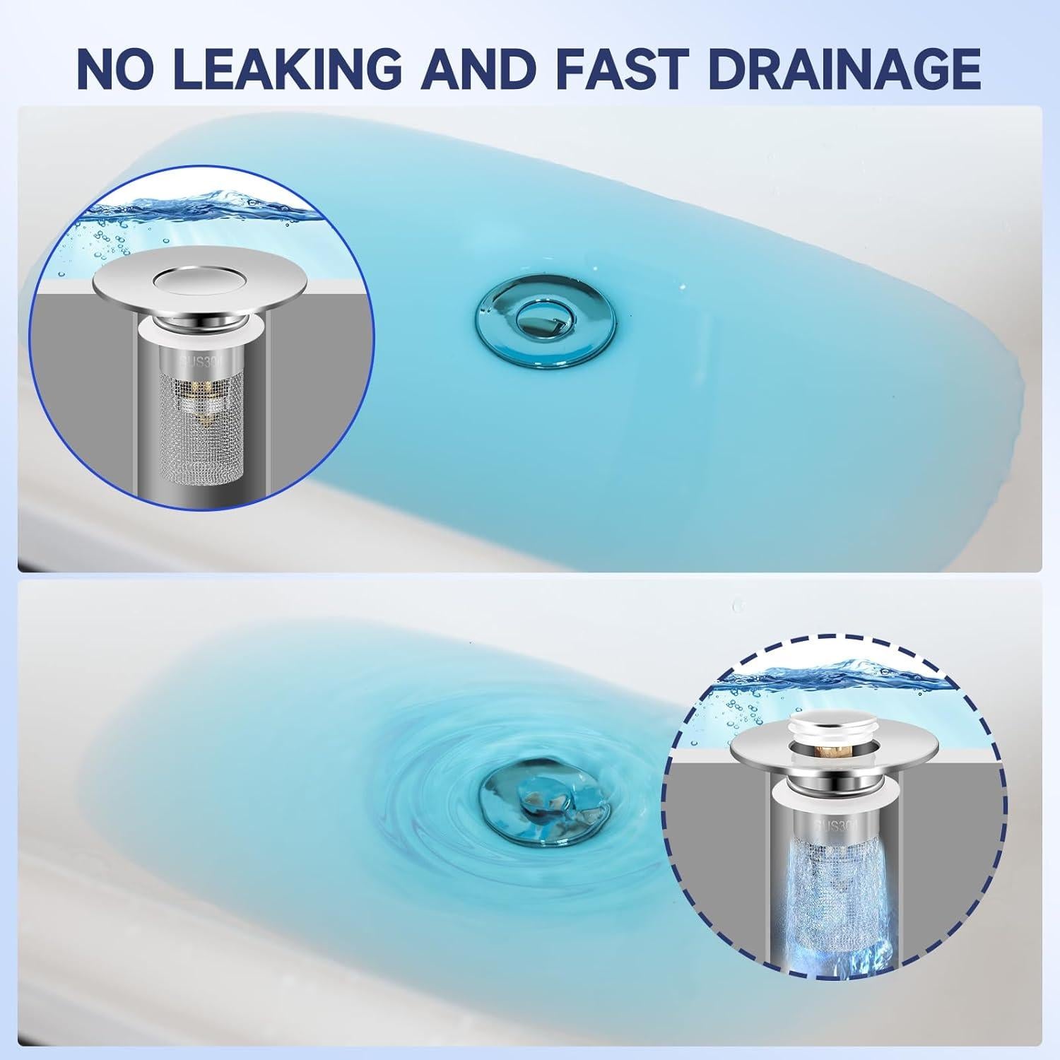 Juego de 2 coladores de desagüe GNIYUIX 2 en 1 acero