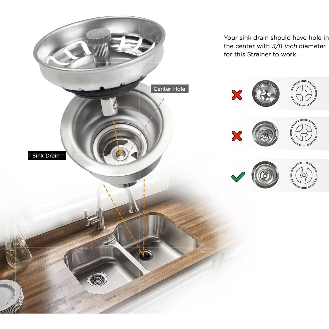 Filtro de fregadero Highcraft 9754JO acero inoxidable 8,26 cm