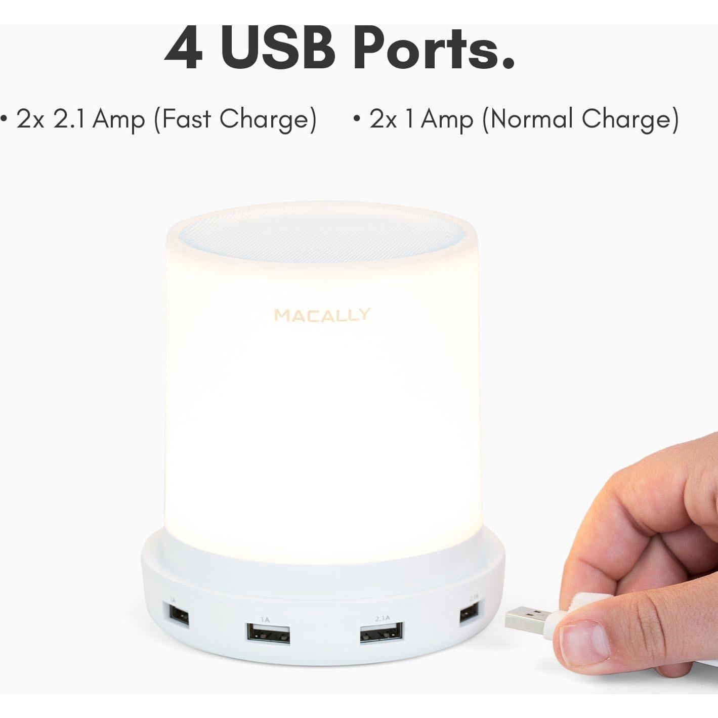 Lámpara Táctil Macally LAMPCHARGE con 4 Puertos USB