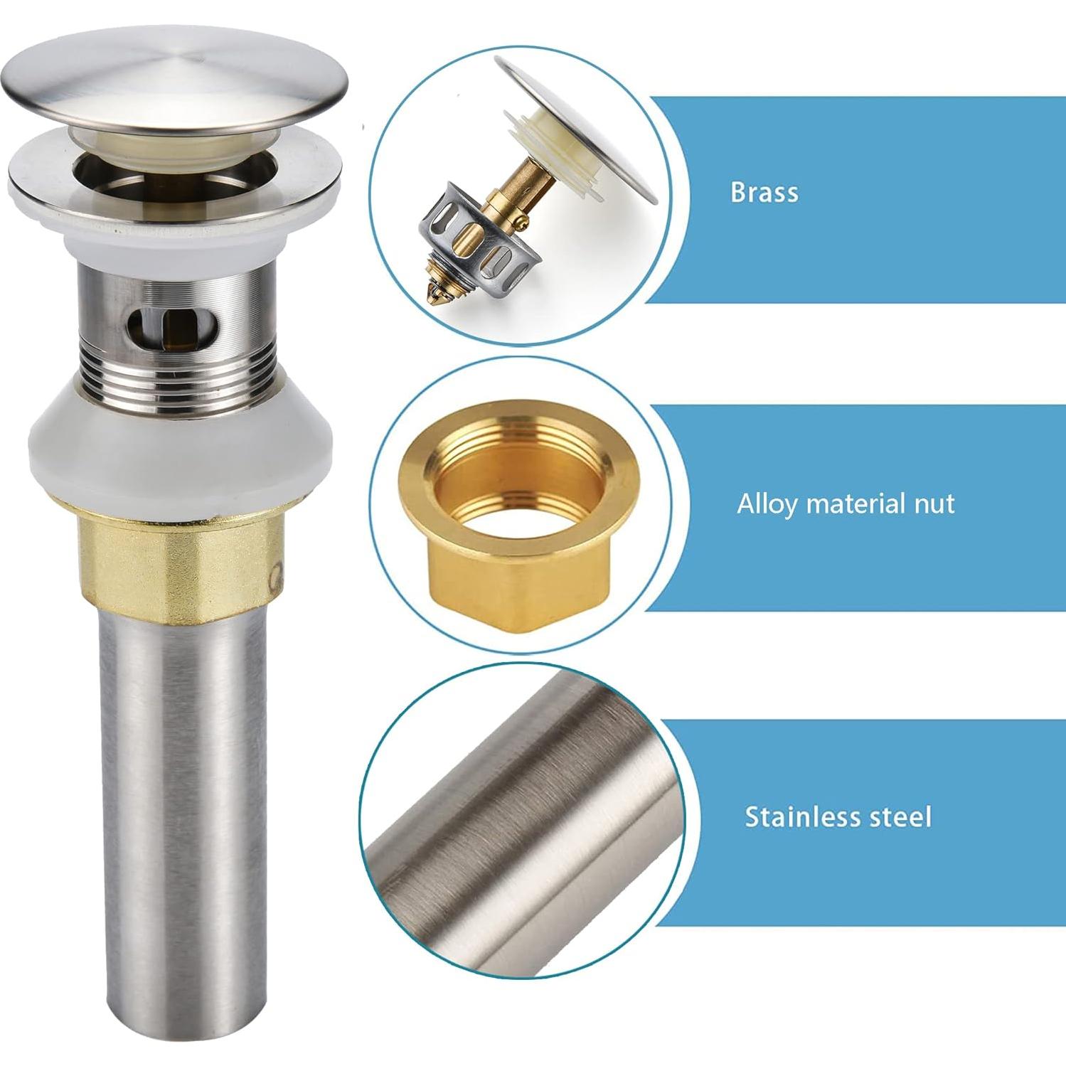 Desagüe de lavabo Rockgoya acero inoxidable niquelado 26 cm