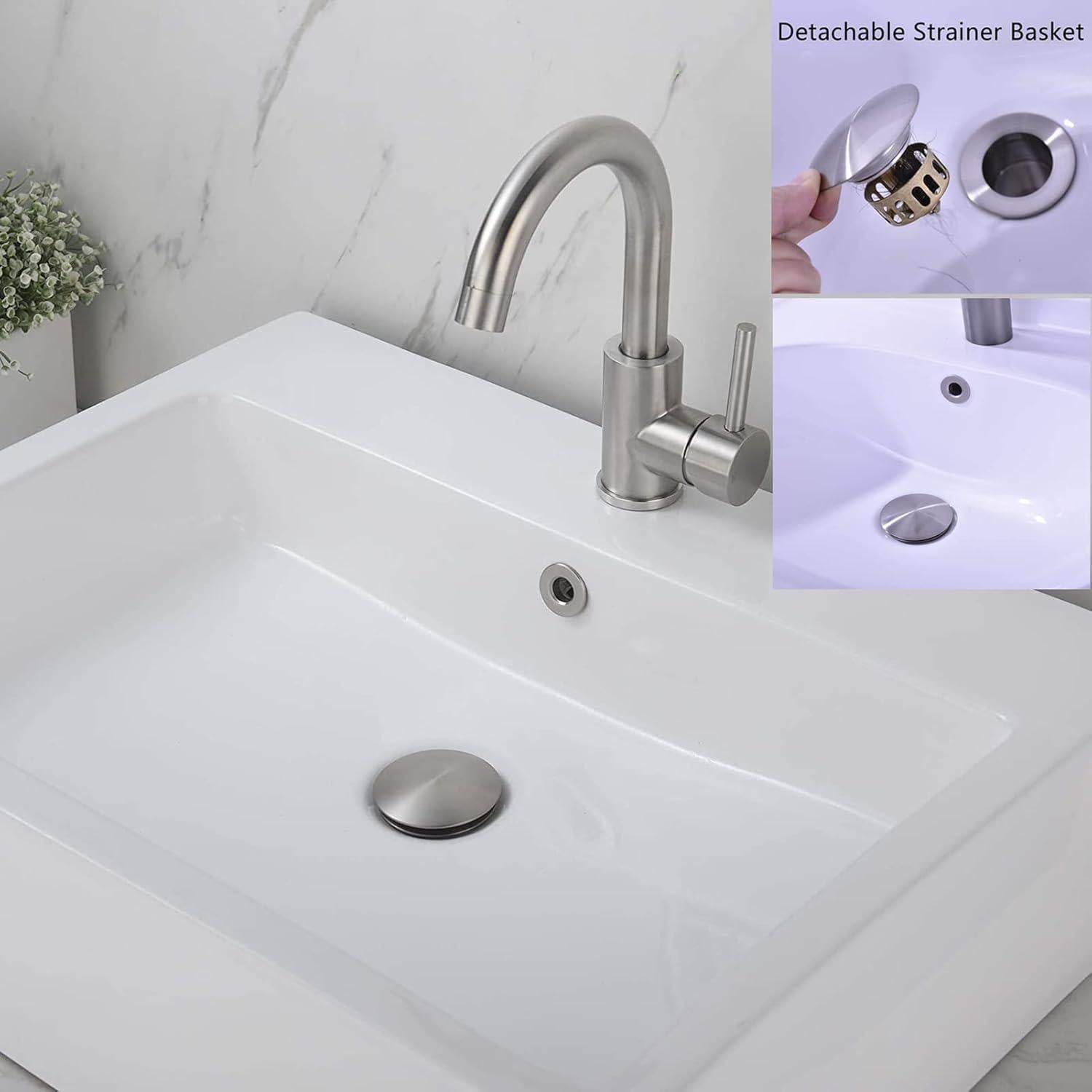Desagüe de lavabo Rockgoya acero inoxidable niquelado 26 cm