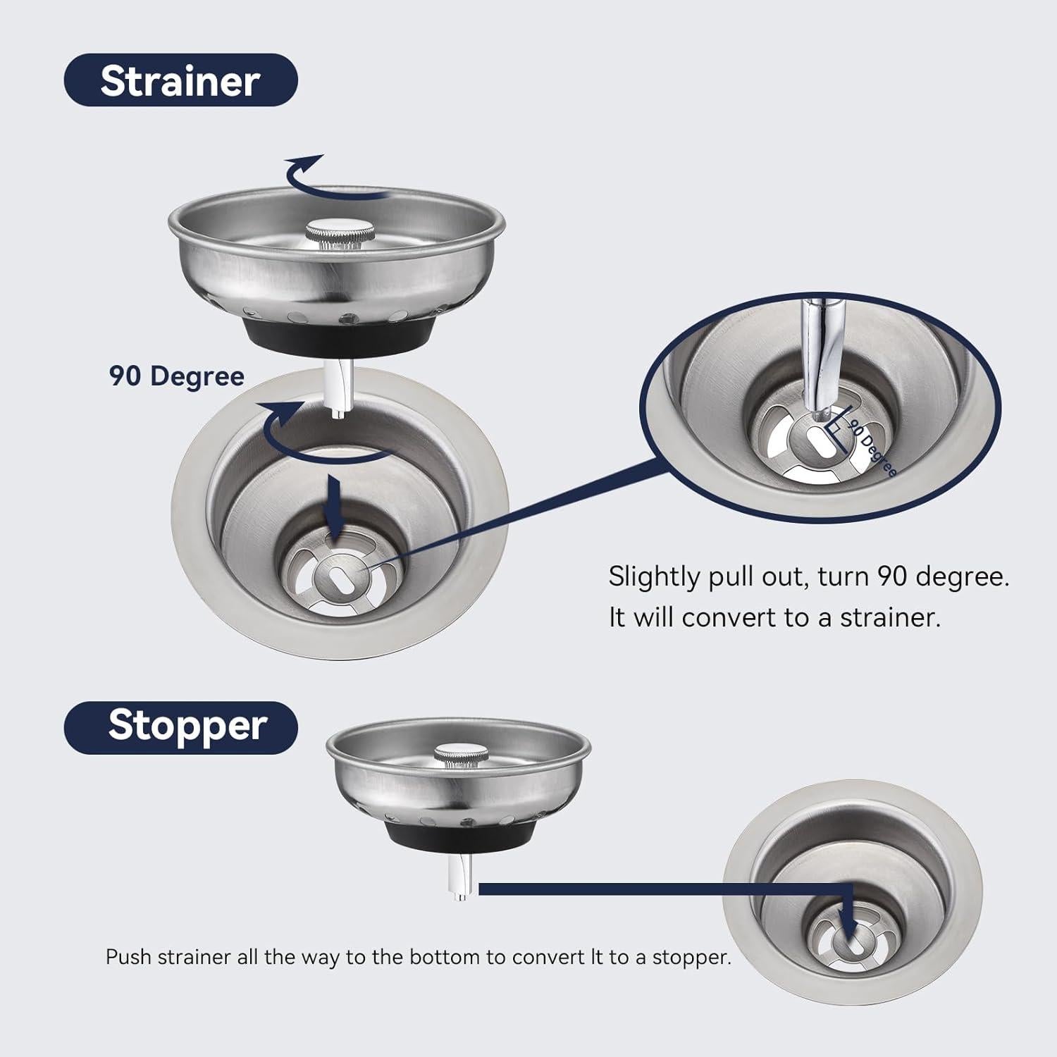 Combo 2 Filtros y Tapas Fregadero Cocina ADKADI Acero Inoxidable