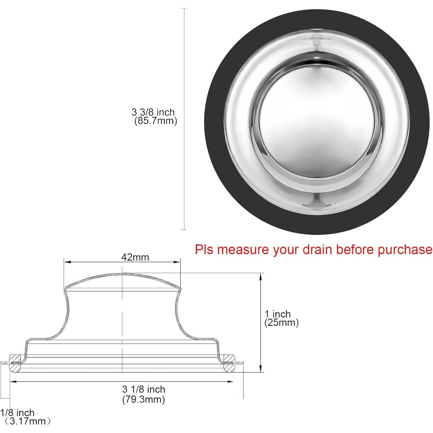 Colador de desagüe FURNIFE acero inoxidable 11,43 cm