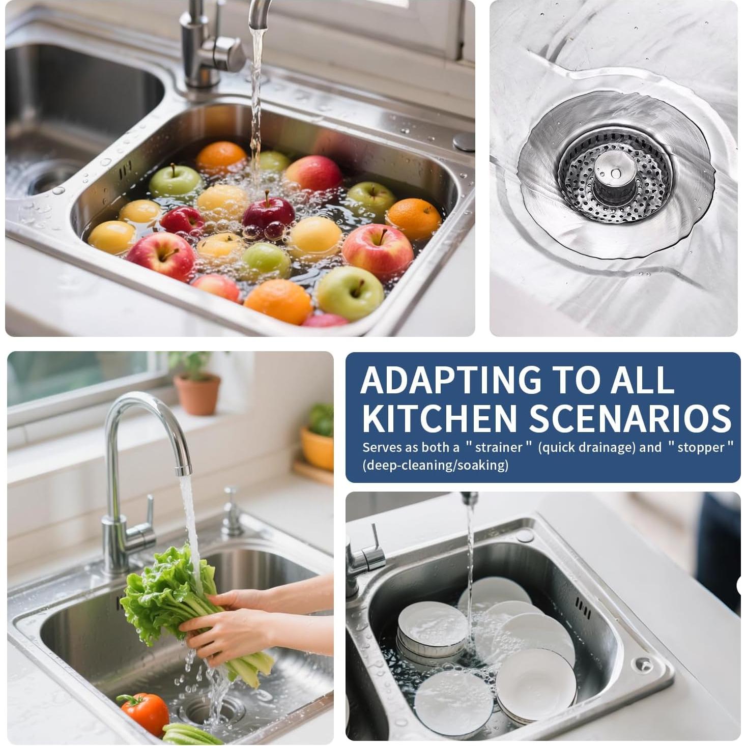 Colador de fregadero WERMARS 3 en 1 acero inoxidable 304