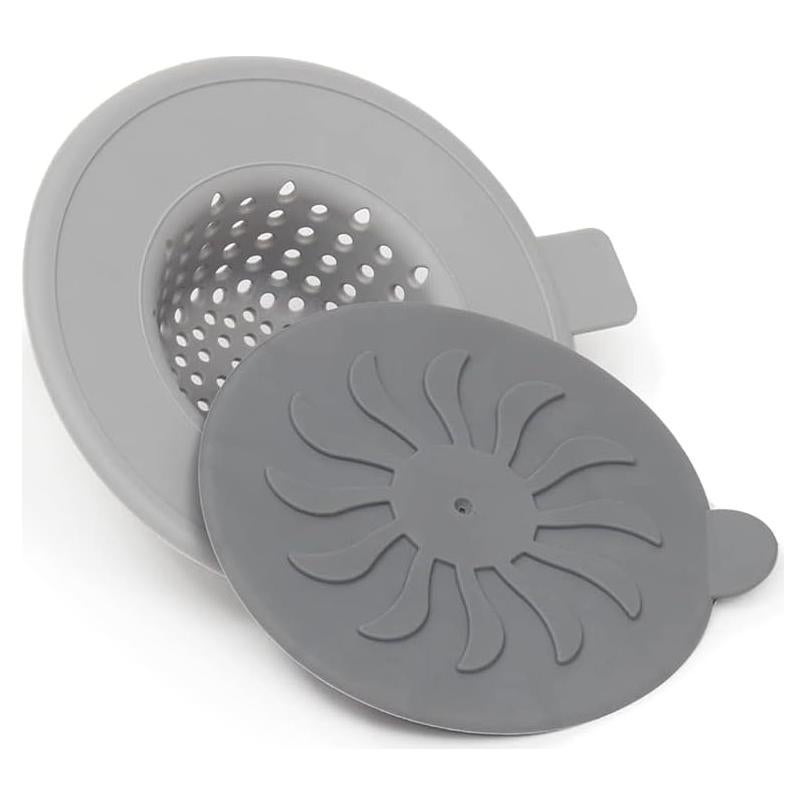 Colador y tapón de silicona gris Home Basics 12 cm