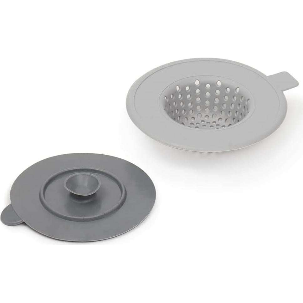 Colador y tapón de silicona gris Home Basics 12 cm