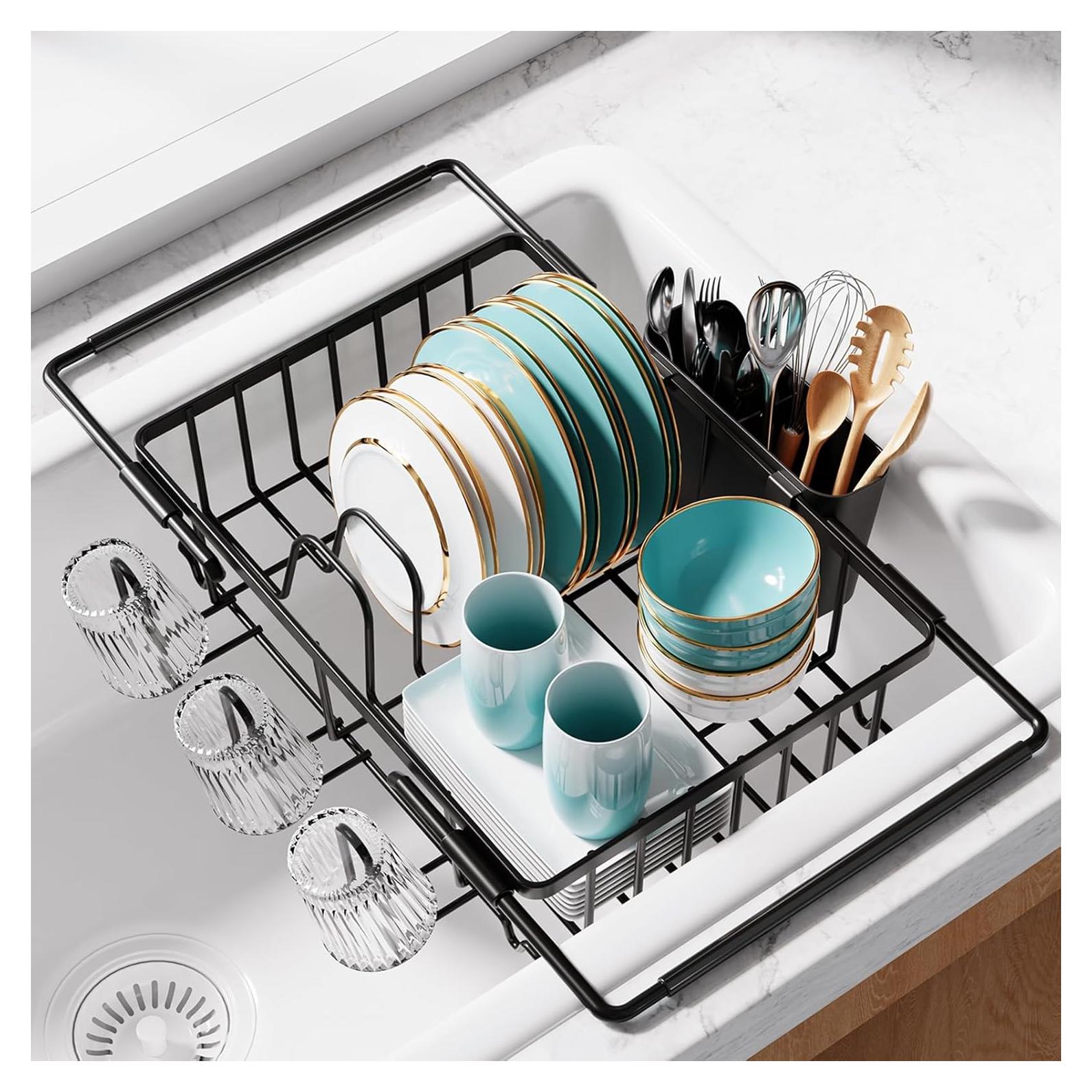 Escurridor de Platos Expandible Sakugi Acero Inoxidable Negro