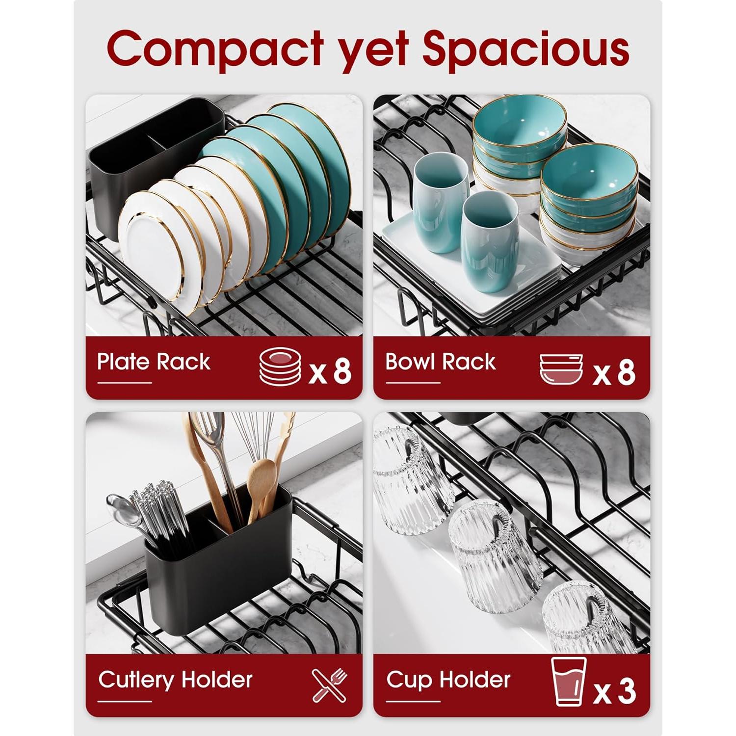 Escurridor de Platos Expandible Sakugi Acero Inoxidable Negro