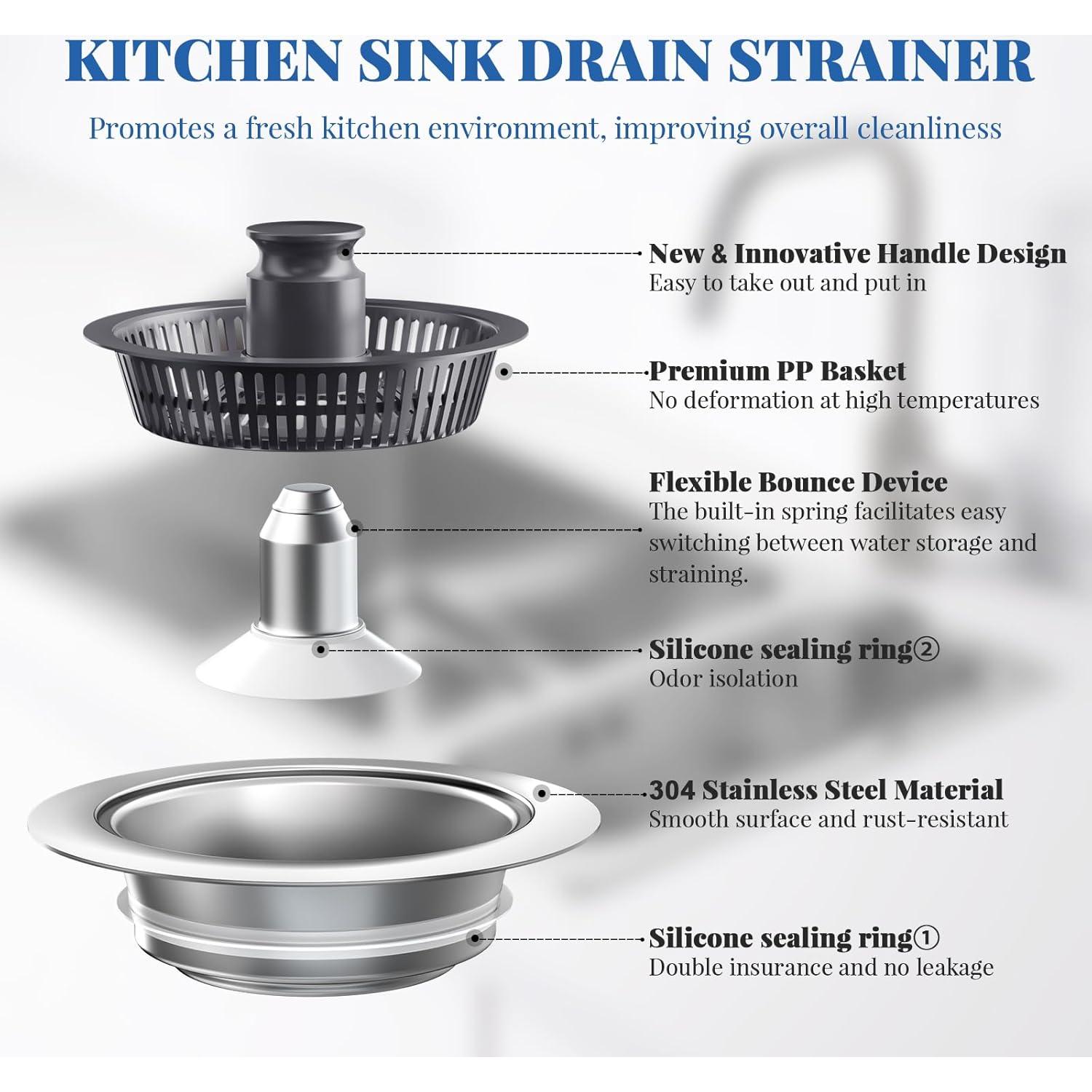 Colador de desagüe 3 en 1 Wanocean acero inoxidable 304