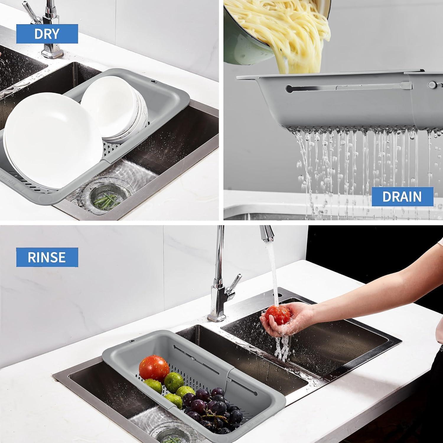 Colador y escurridor plegable LASSHSWA gris 33-48 cm