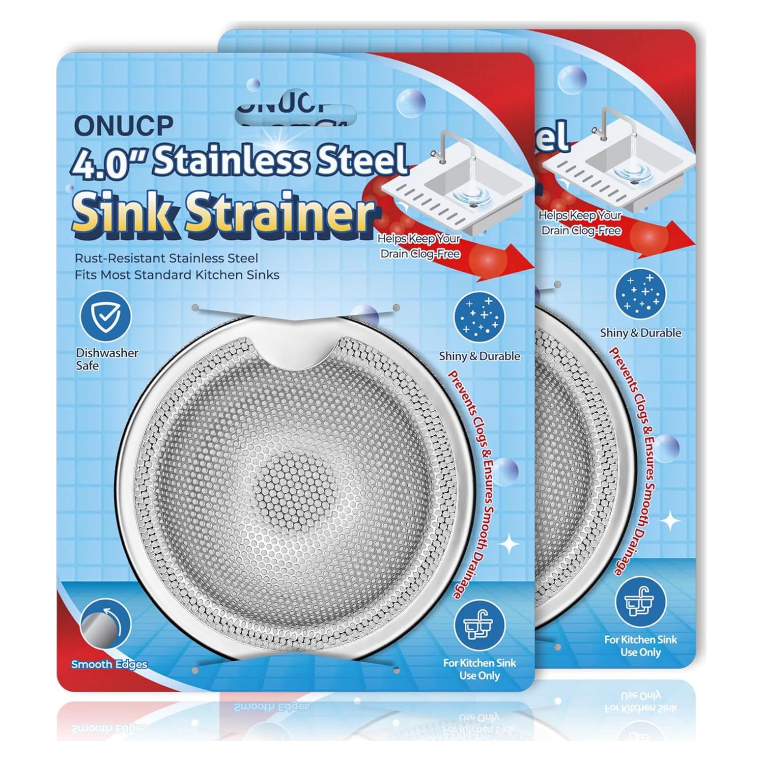 Colador de Fregadero ONUCP Acero Inoxidable 4" 2 Piezas