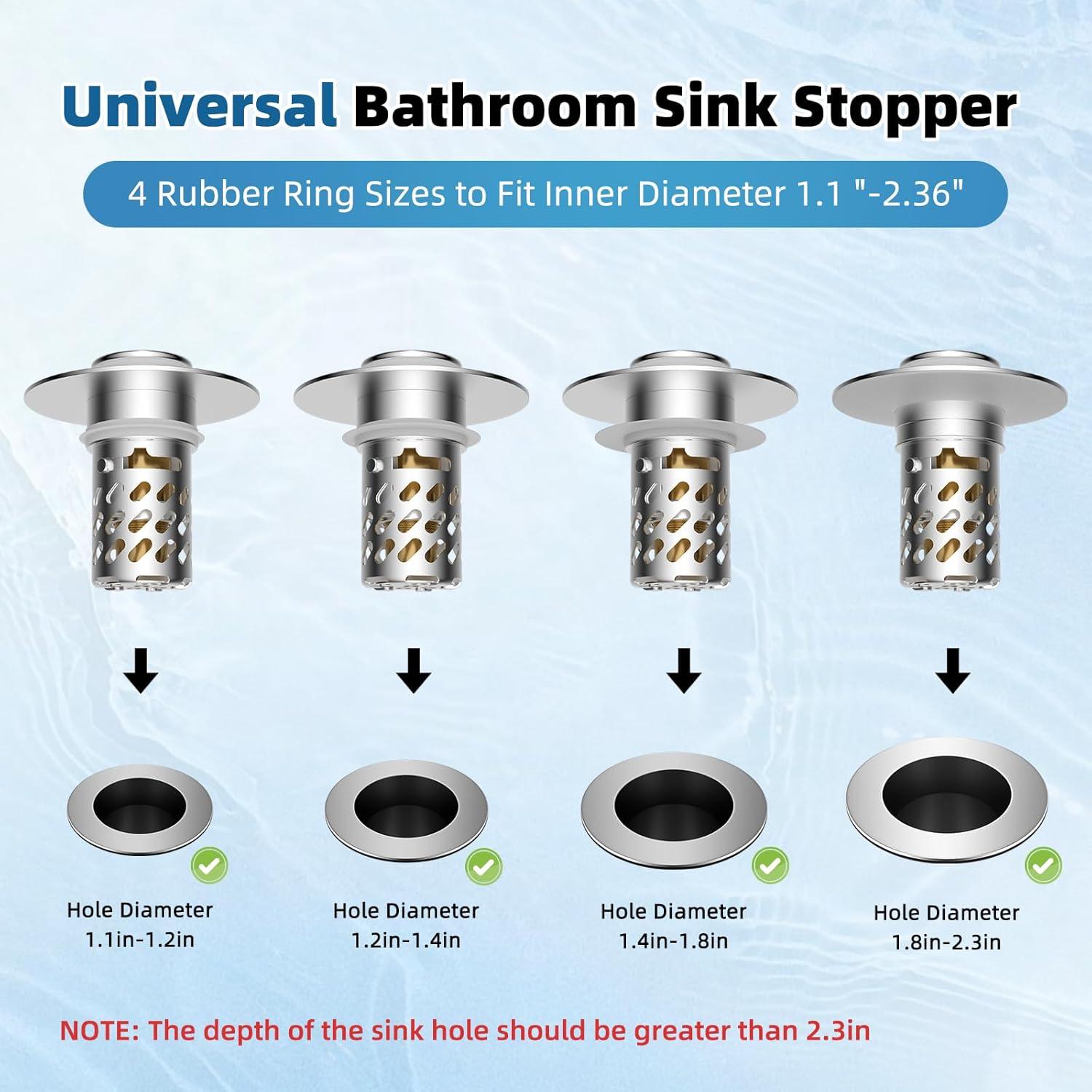 Tapón de Lavabo iFealClear Cromo 3 en 1 Drenaje Filtro