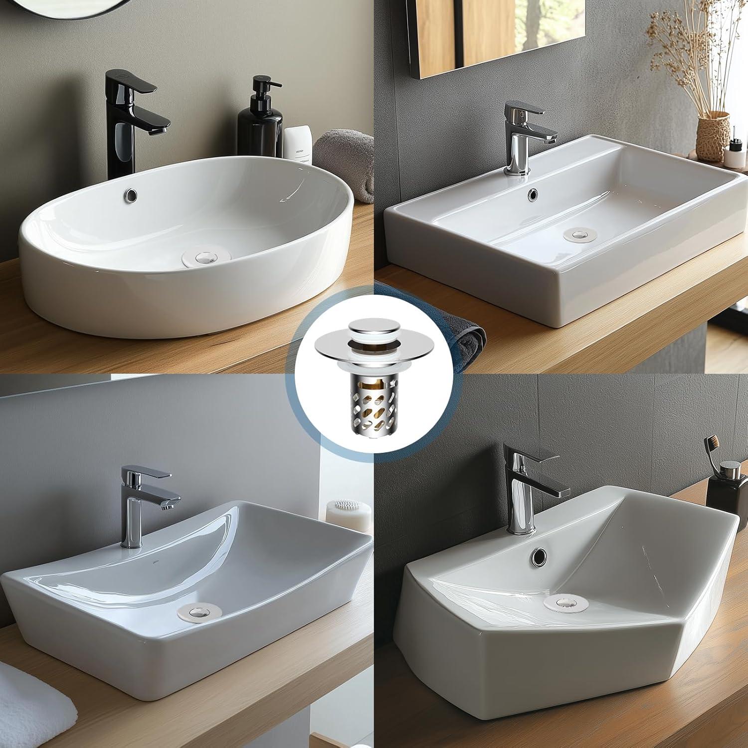 Tapón de Lavabo iFealClear Cromo 3 en 1 Drenaje Filtro