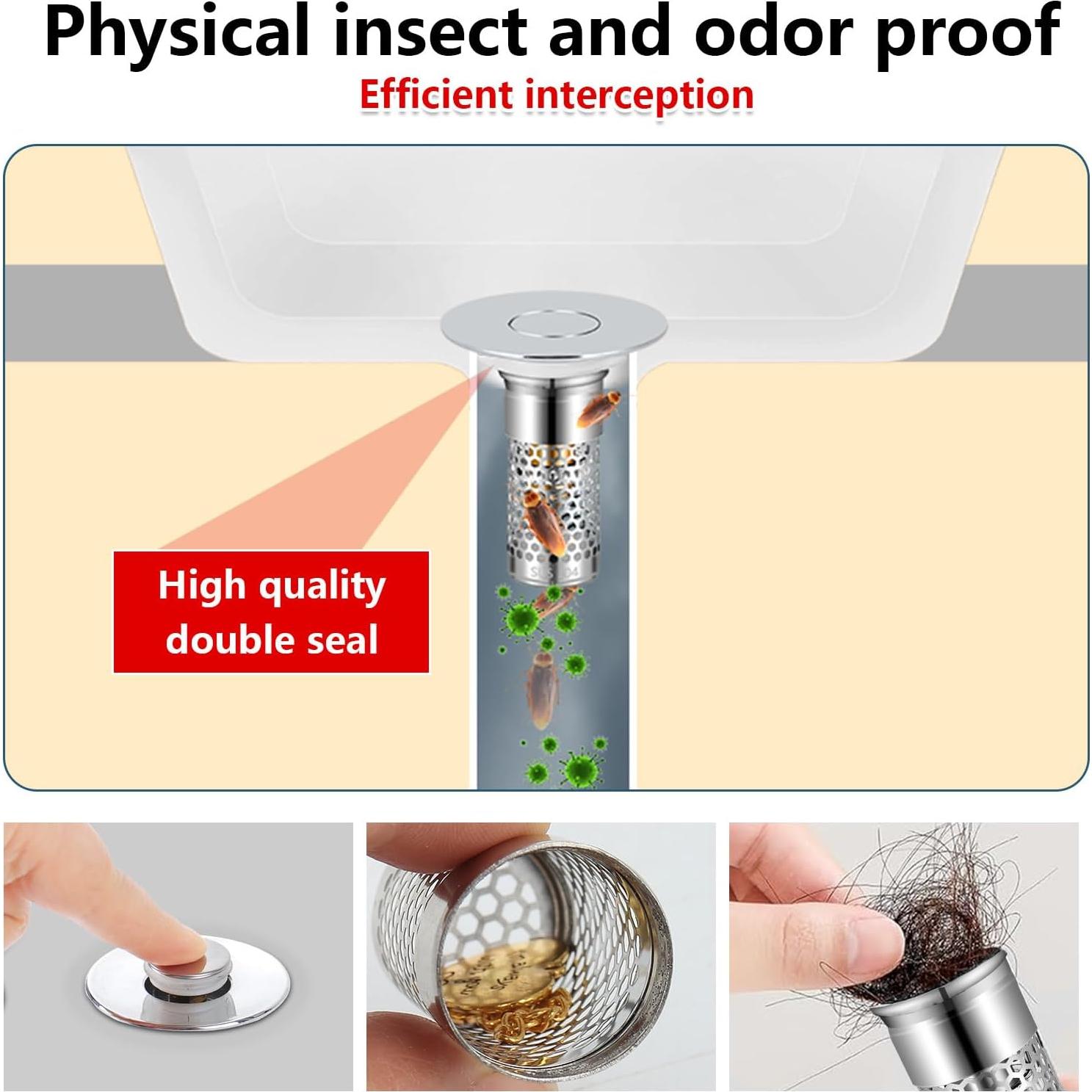 2 Pack Tapón de Drenaje Universal TONGDWOU 2.69-3.81 cm Plata