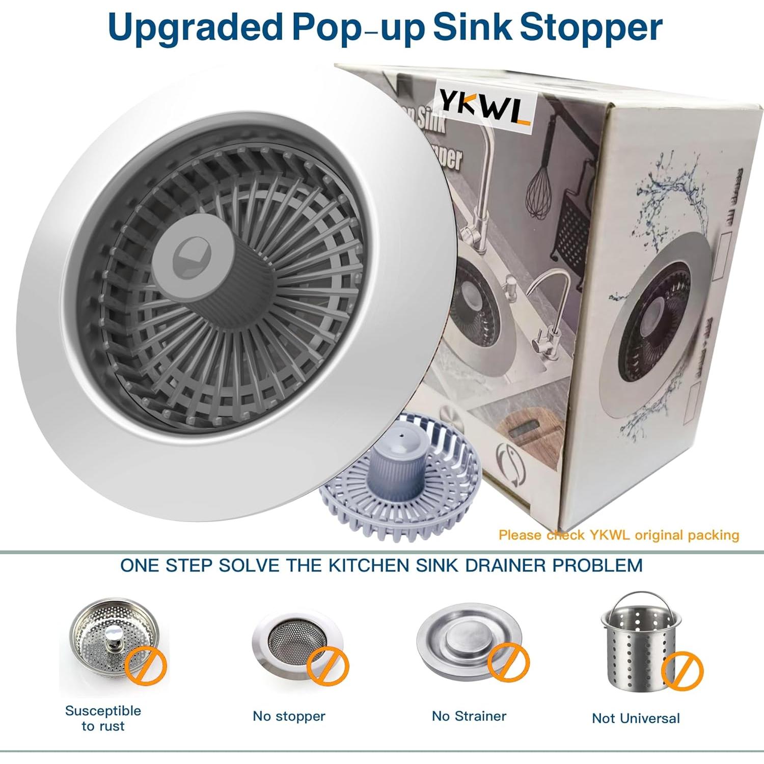 Colador y tapón de desagüe YKWL 3 en 1 Cromo 8,89 cm