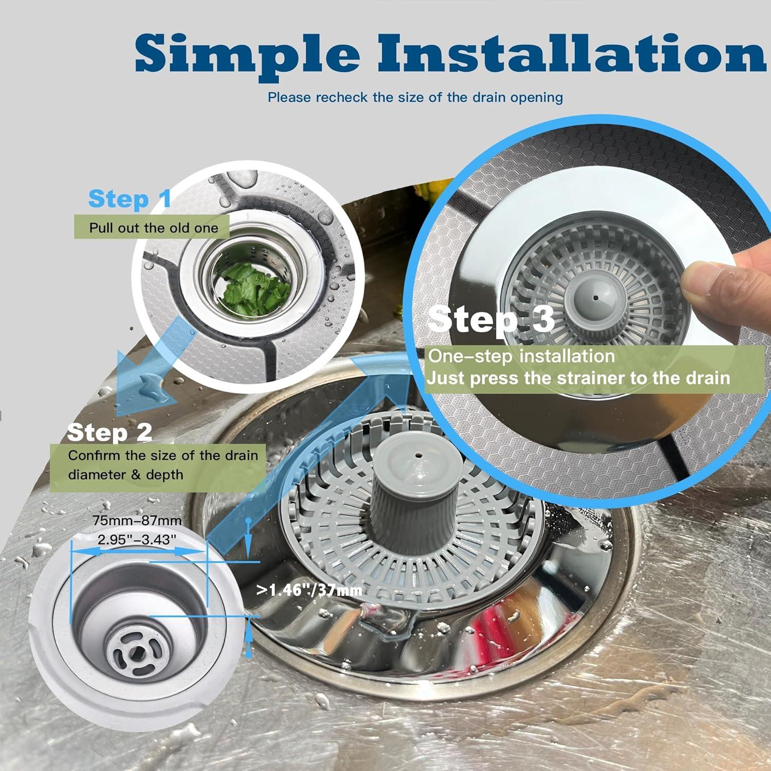 Colador y tapón de desagüe YKWL 3 en 1 Cromo 8,89 cm